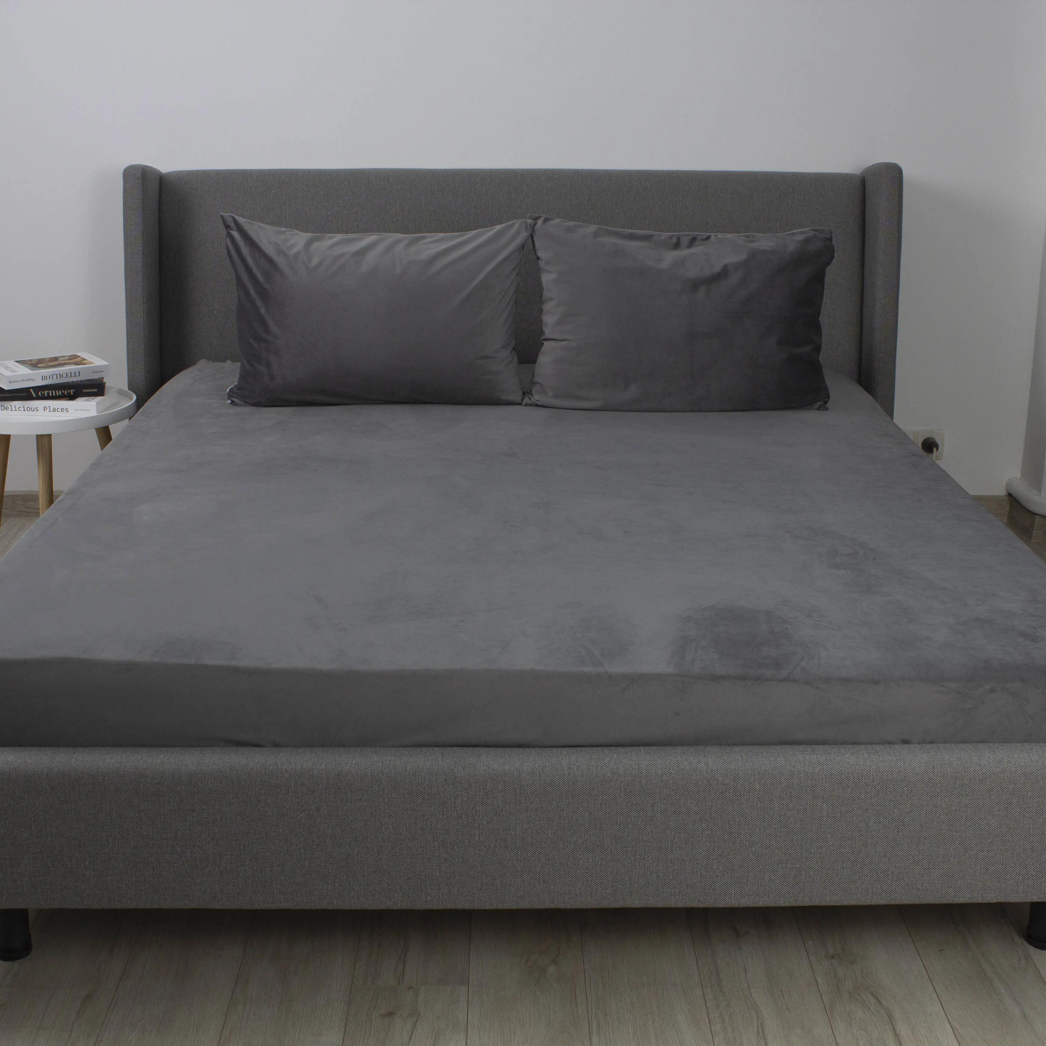 Простирадло ТЕП "VELOUR" з резинкою сіре, 160x200