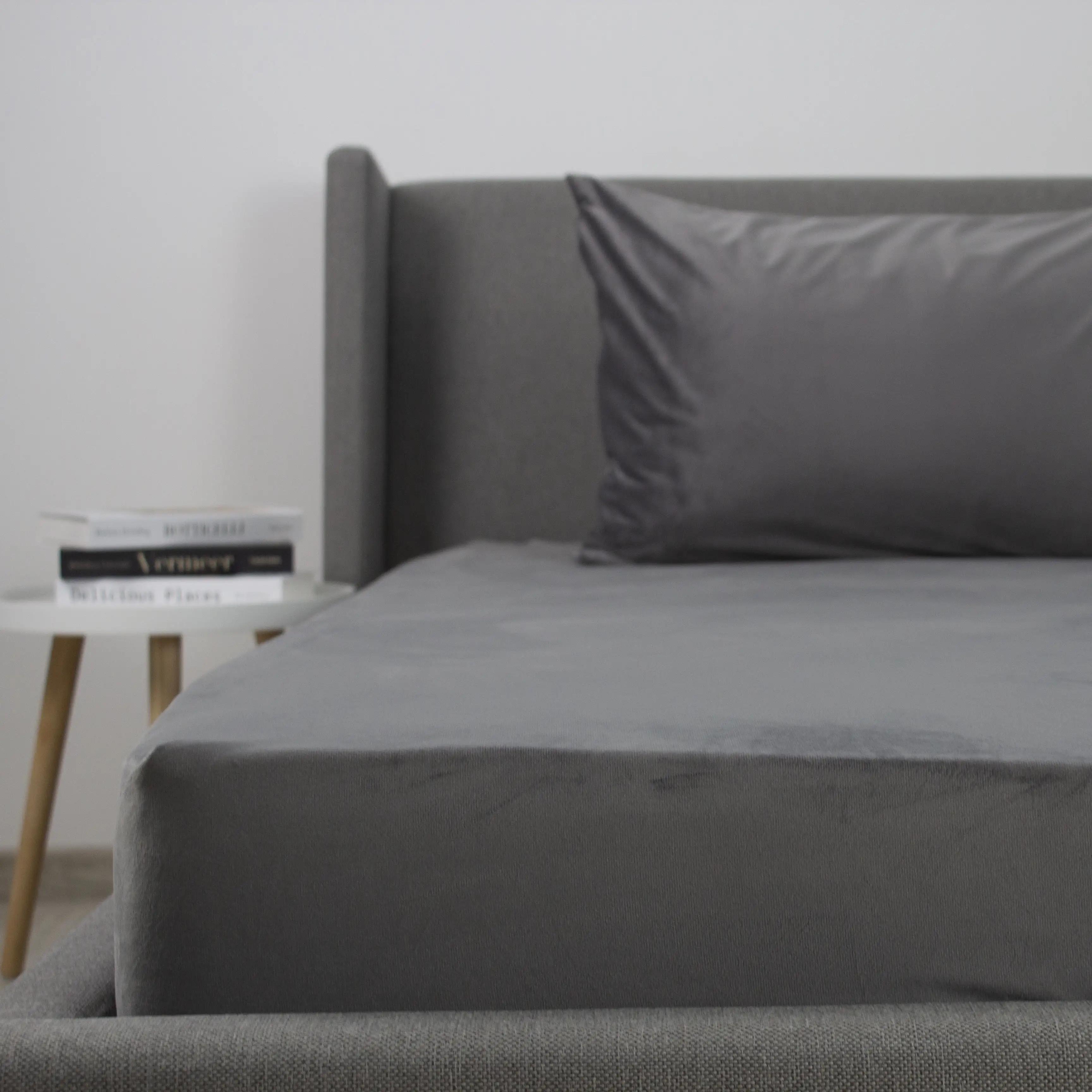 Простирадло ТЕП "VELOUR" з резинкою сіре, 160x200 - Фото 3