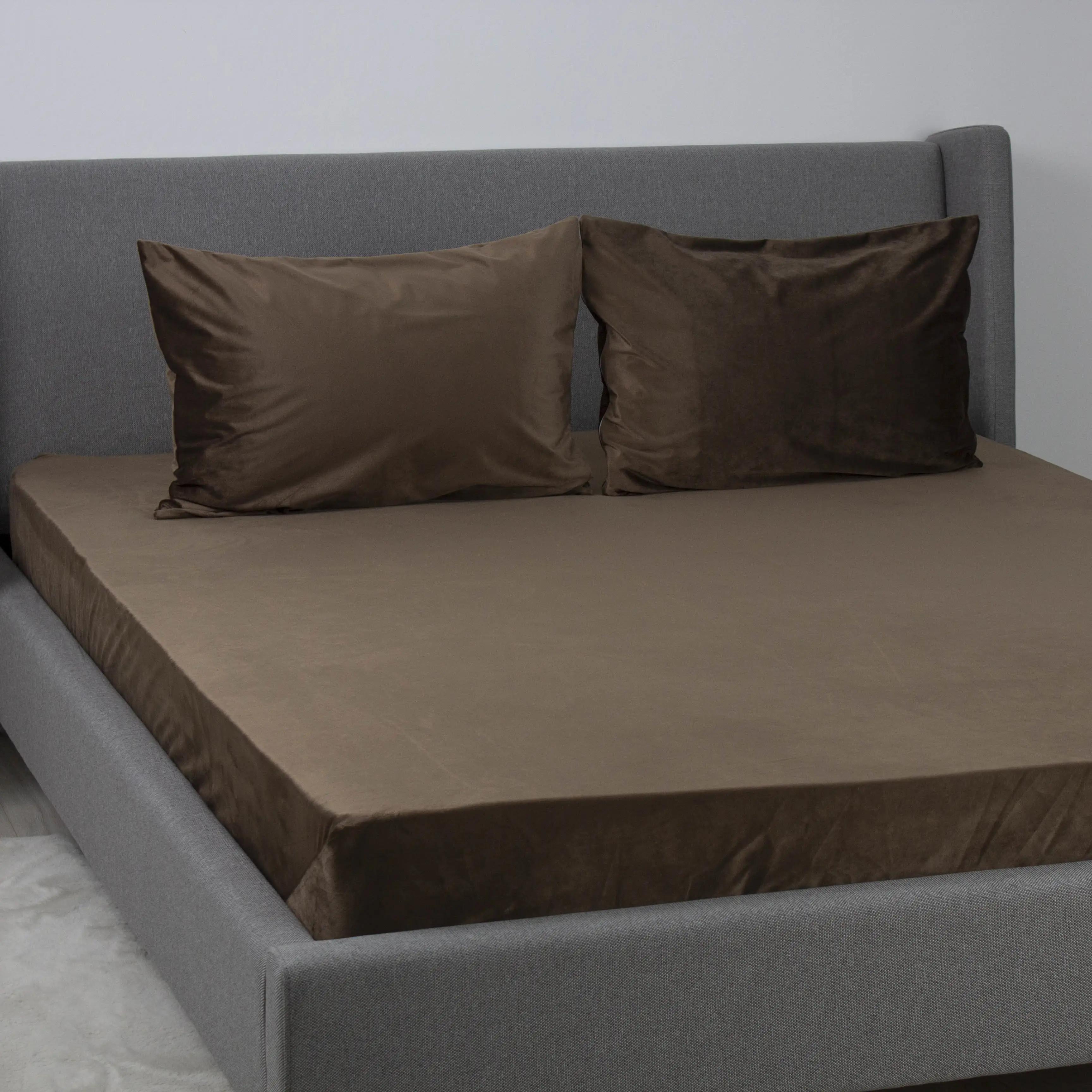 ПростыньТЕП "VELOUR" с резинкой шоколадная, 160x200 - Фото 2