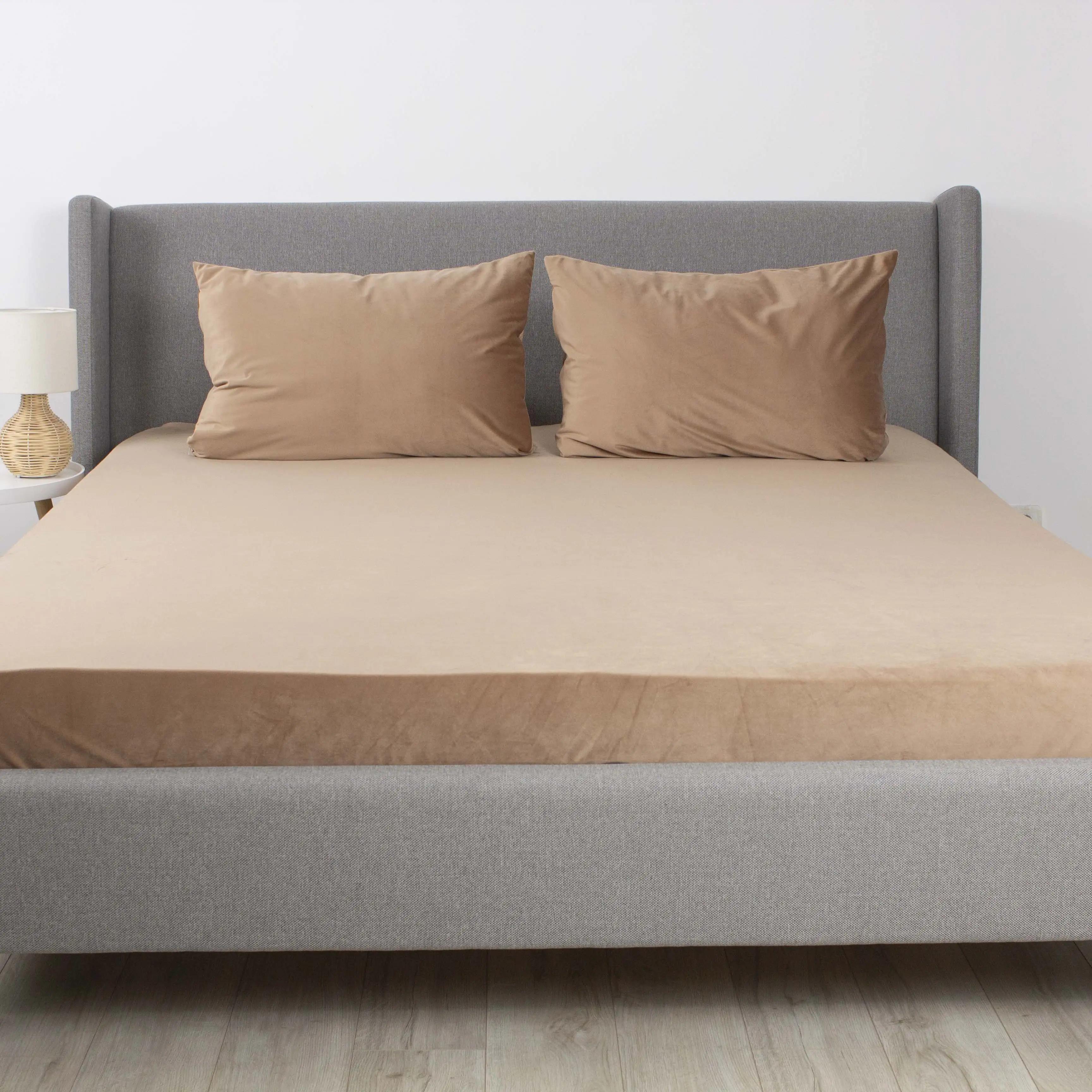 Sheet ТЕП VELOUR with an elastic band cappuccino, 180x200