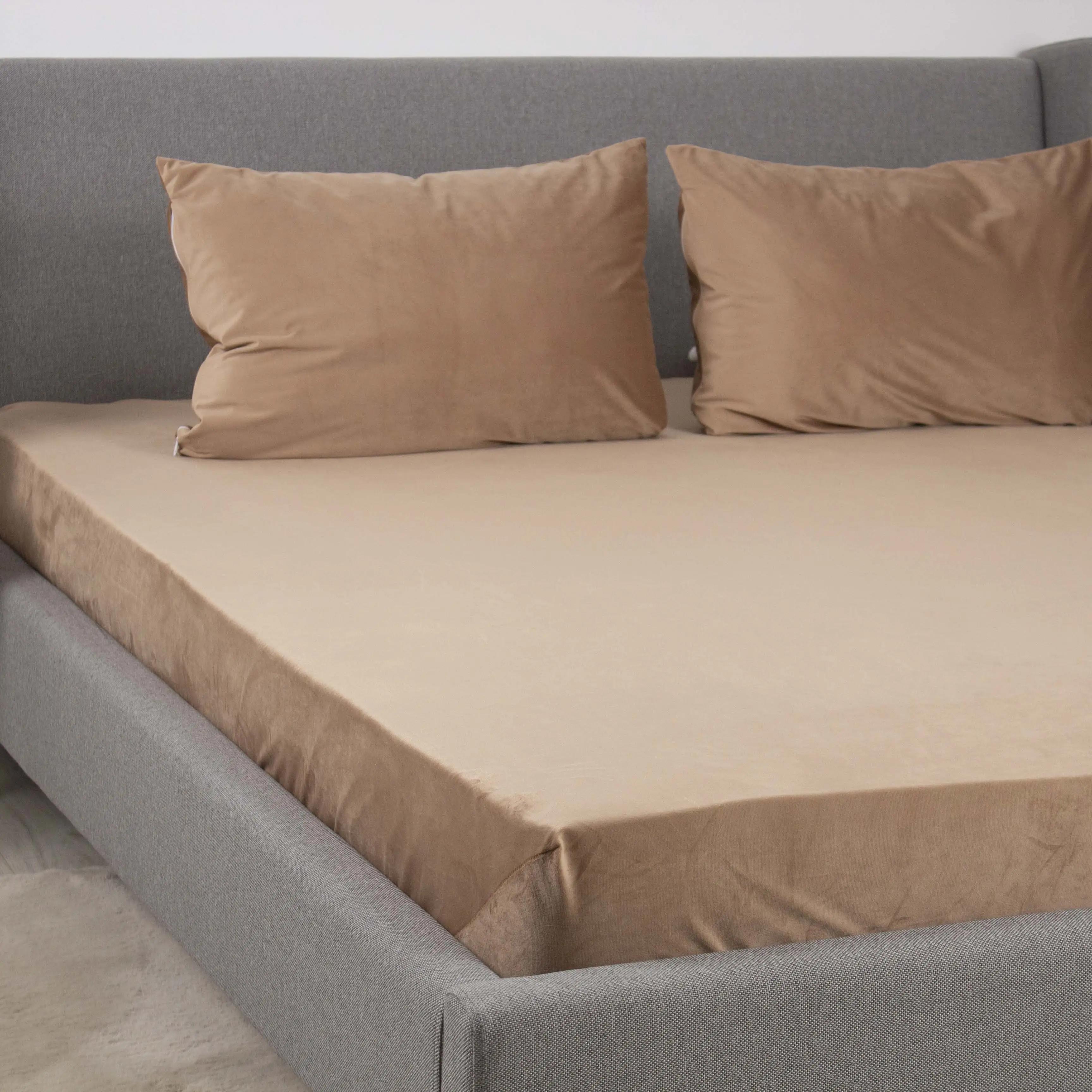 Sheet ТЕП VELOUR with an elastic band cappuccino, 180x200 - Photo 2