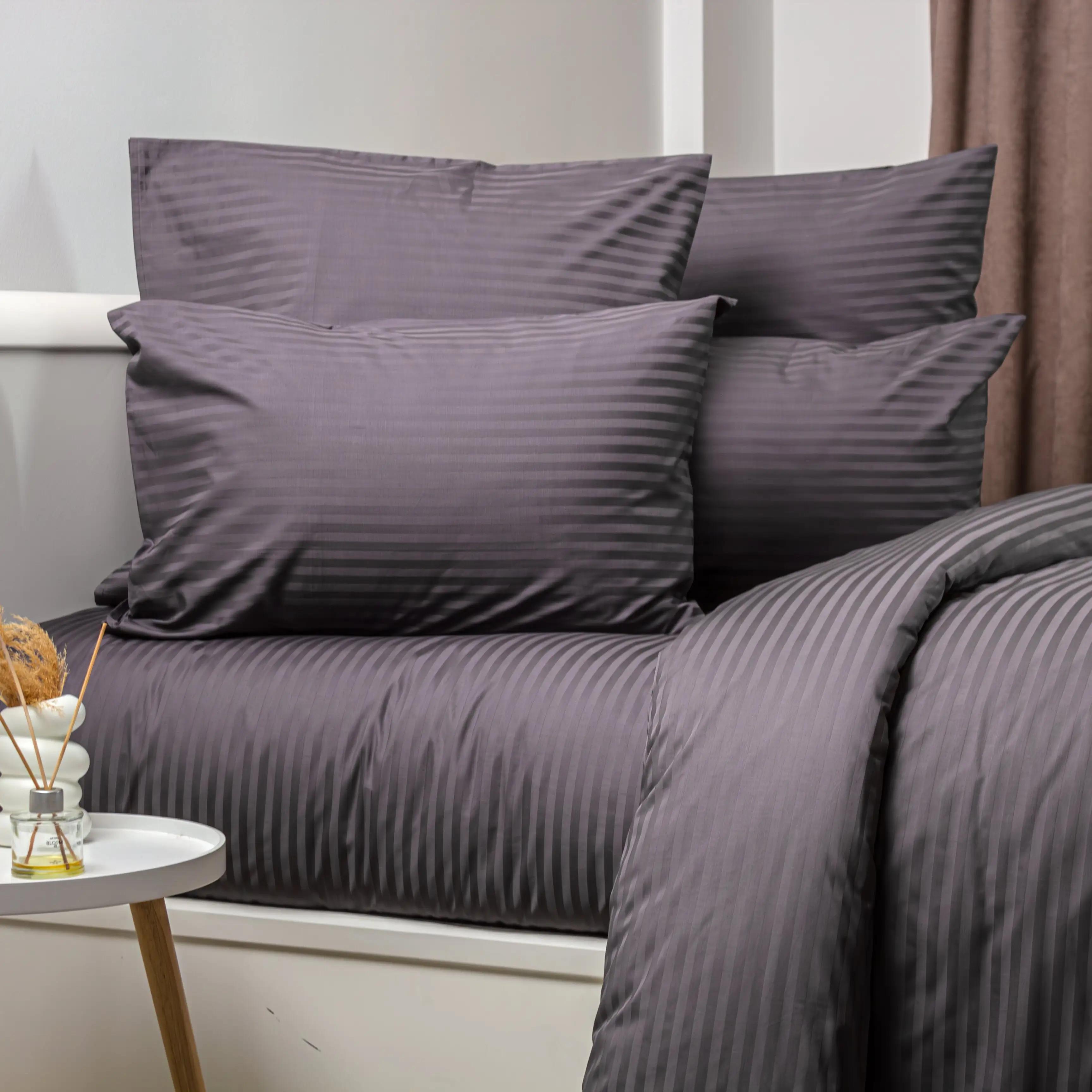 Комплект постільної білизни ТЕП "СТРАЙП САТИН PREMIUM" Graphite, євро - Фото 4