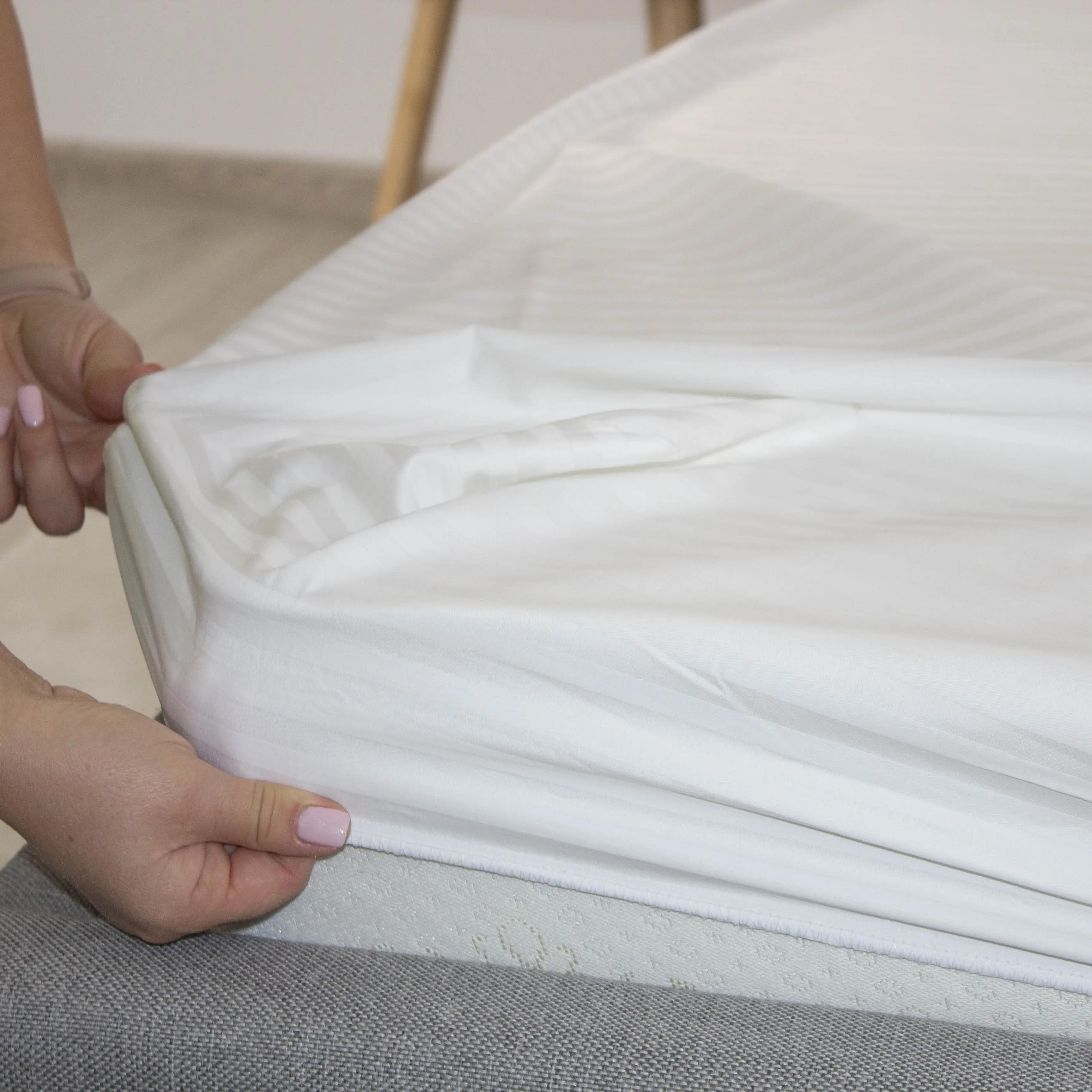 Простыня «ТЕП» с резинкой сатин Optical White, 160x200 - Фото 2