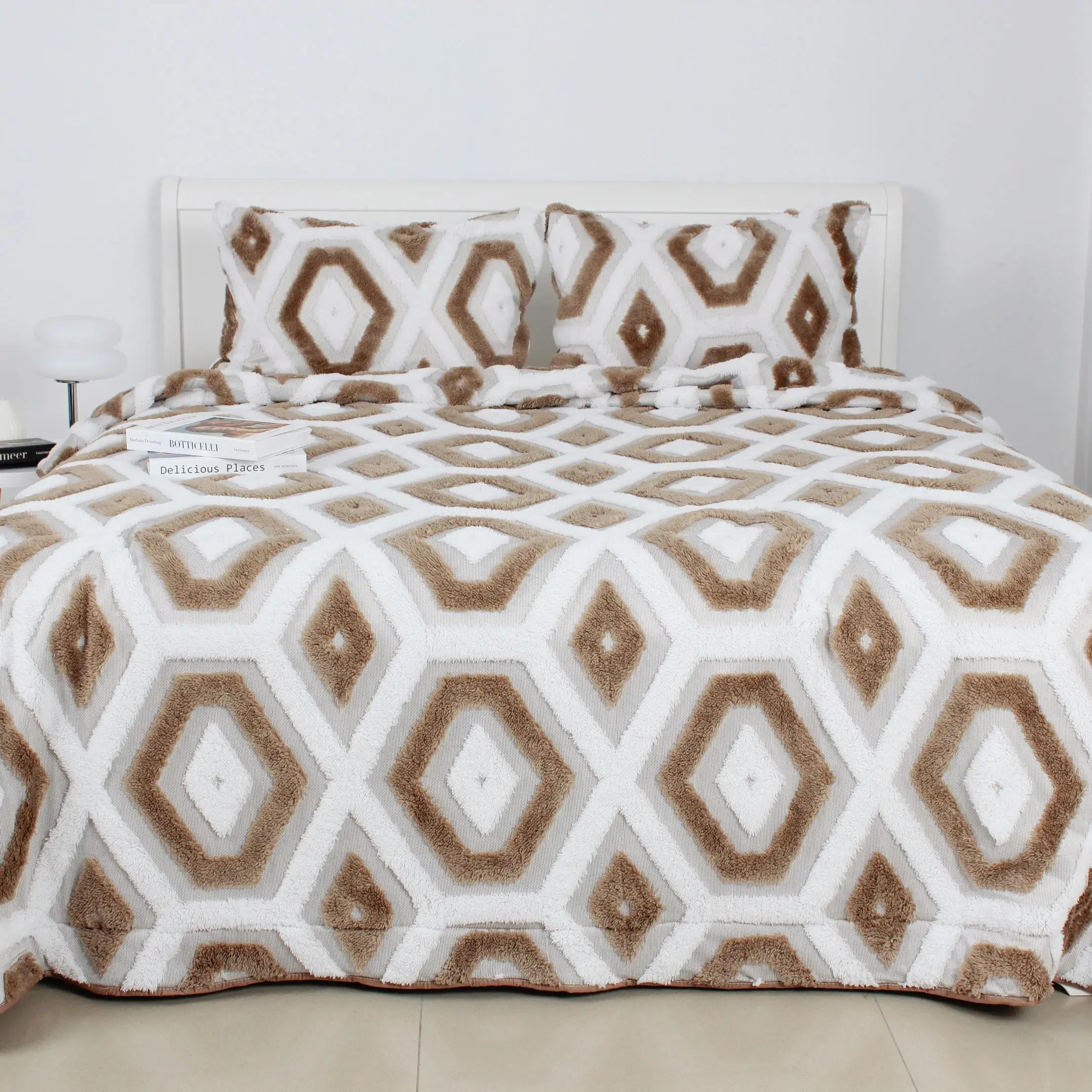 Bedspread TEP "Boho" beige rhombus