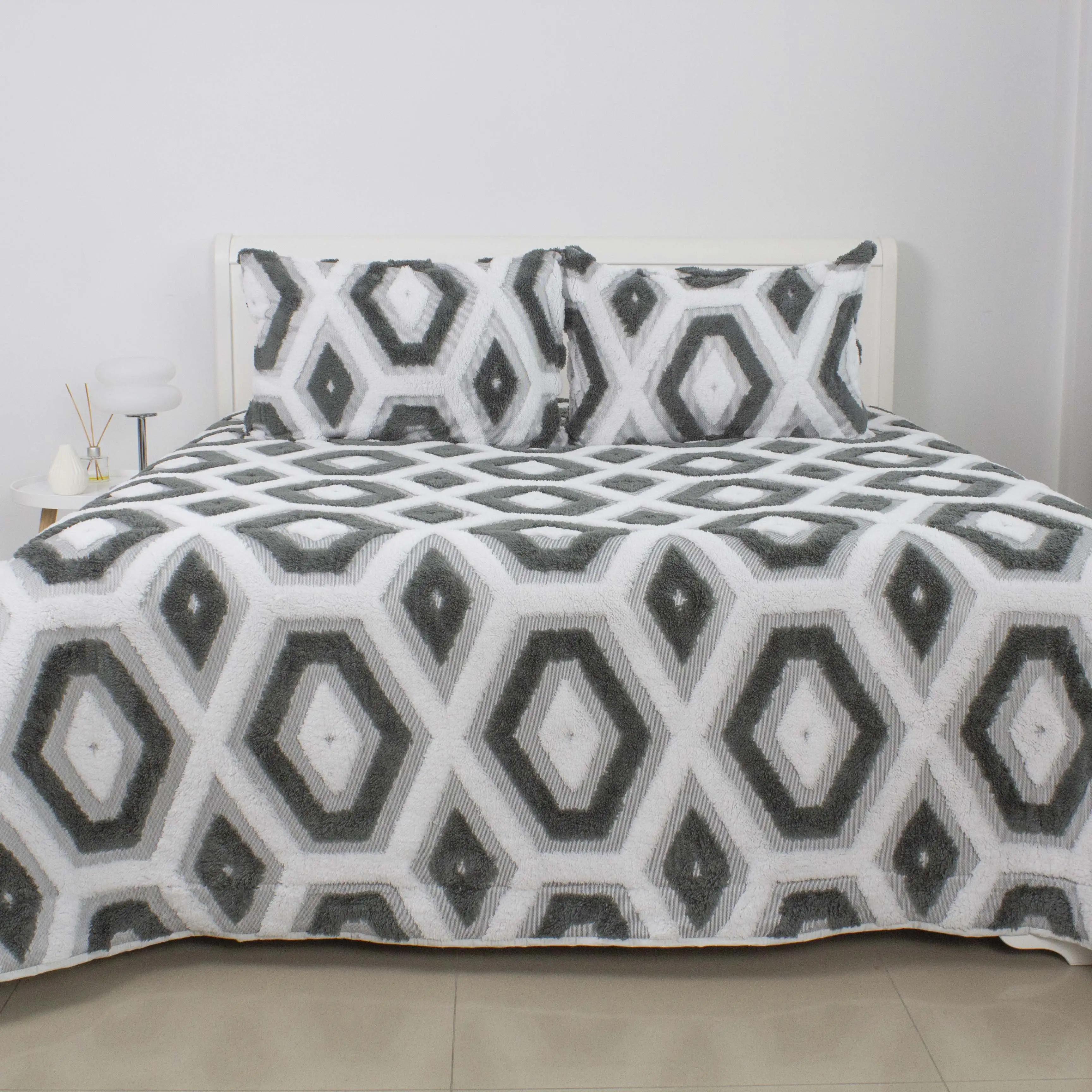 Bedspread TEP "Boho" grey rhombus