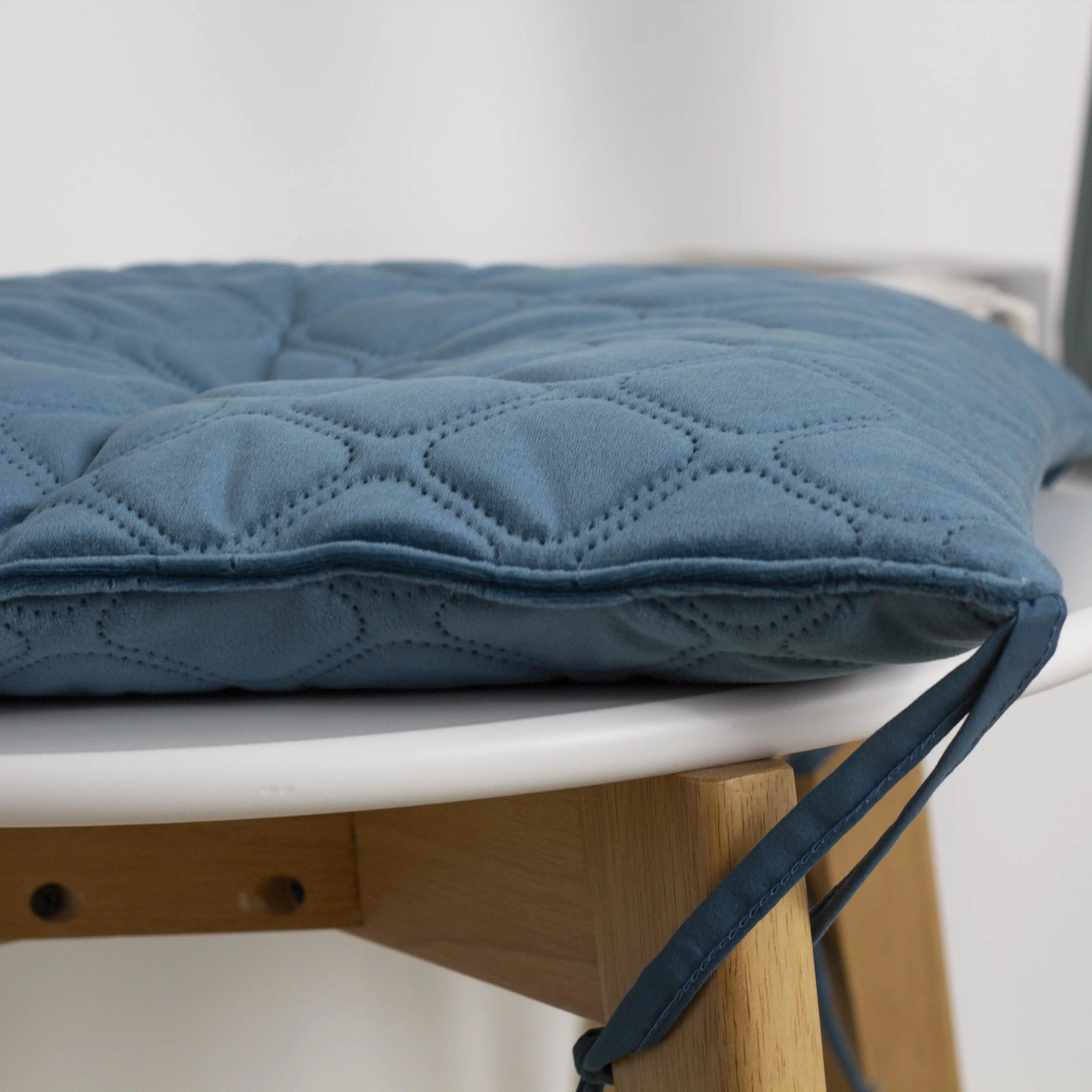 Подушка на стул ТЕП «VELURE» 40*40 см синий, 40x40 - Фото 4