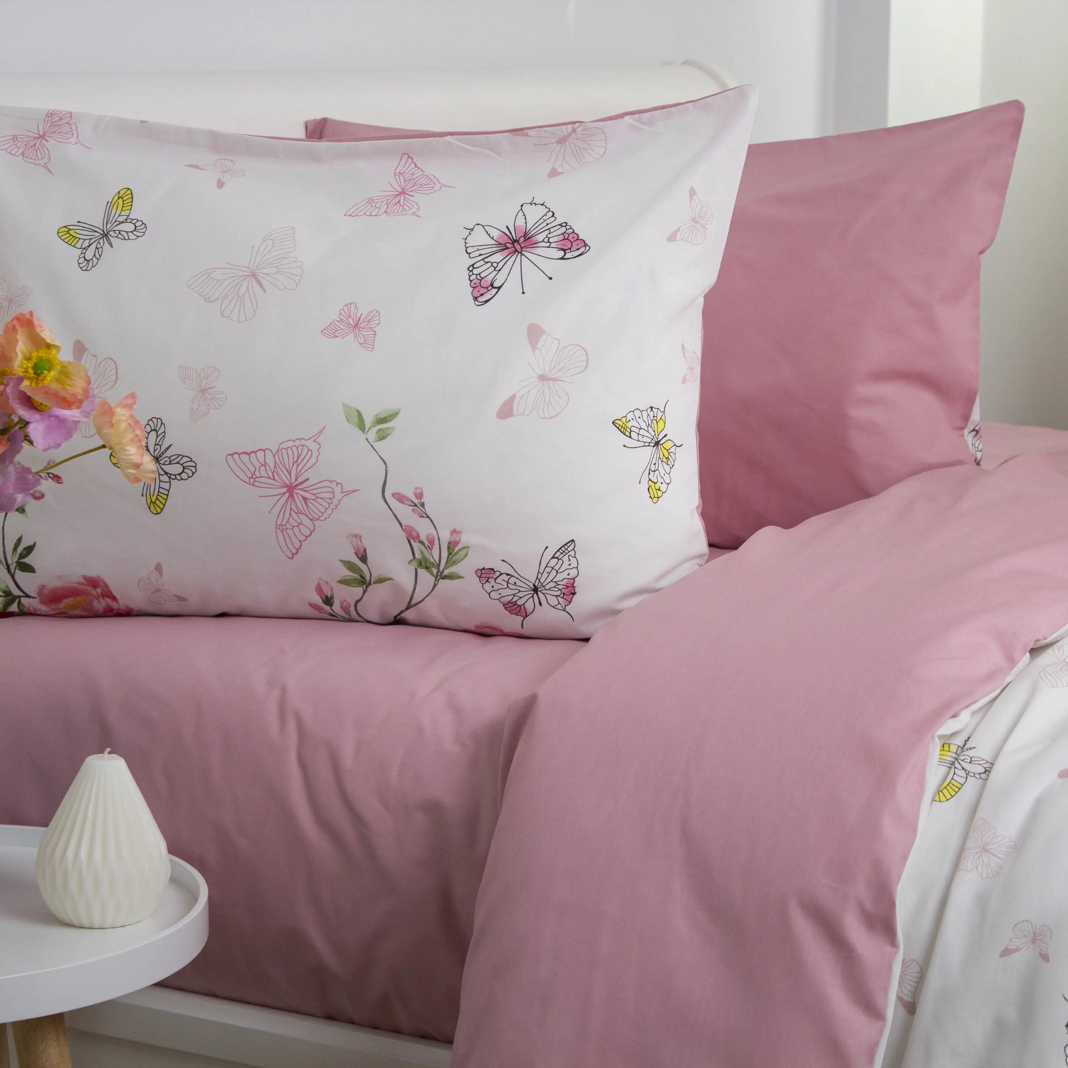 Комплект постельного белья "ТЕП" Pink Butterflies, евро - Фото 4
