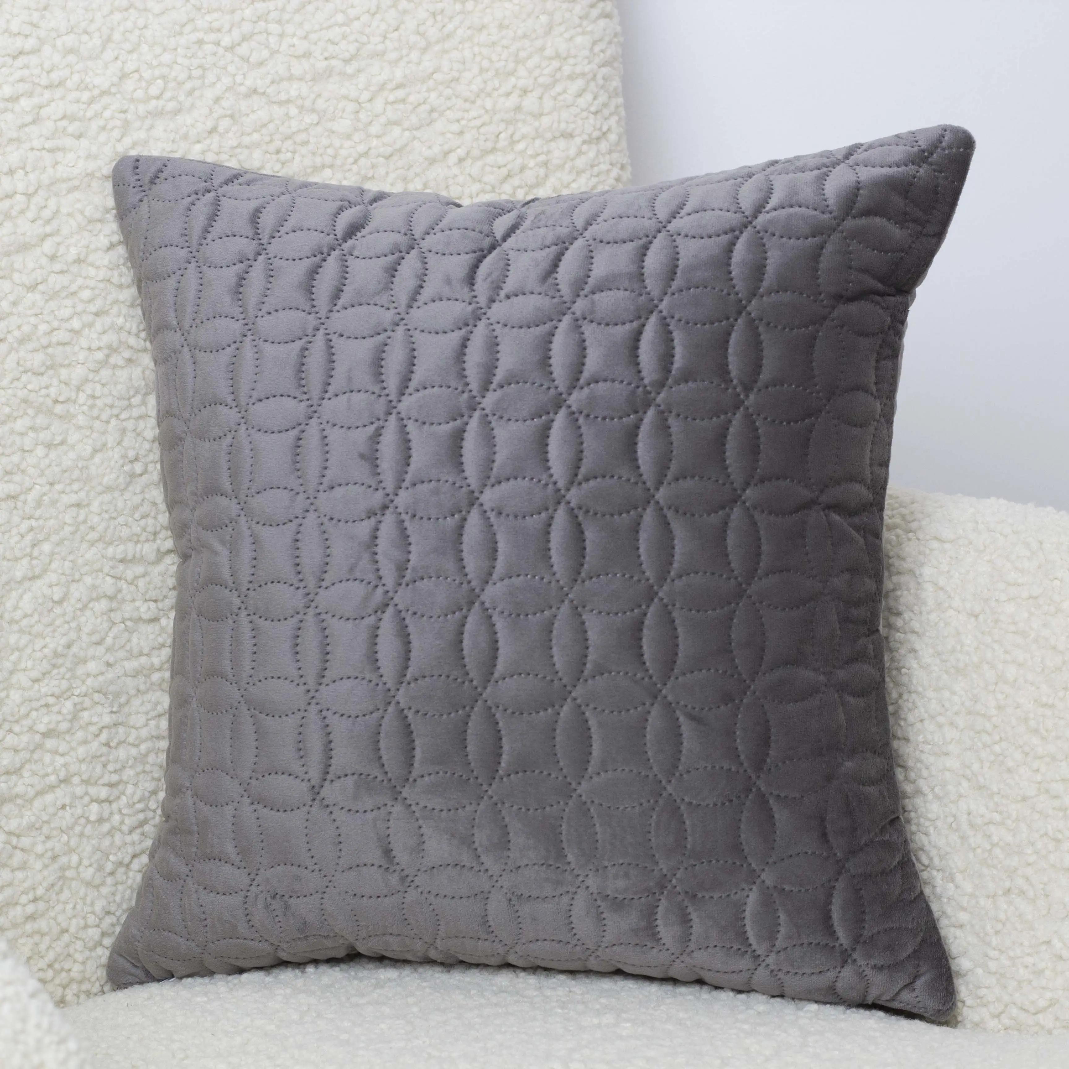 Наволочка декоративная ТЕП "VELOUR" 45*45 см с замком Серый/Мозаика, 45x45 - Фото 4