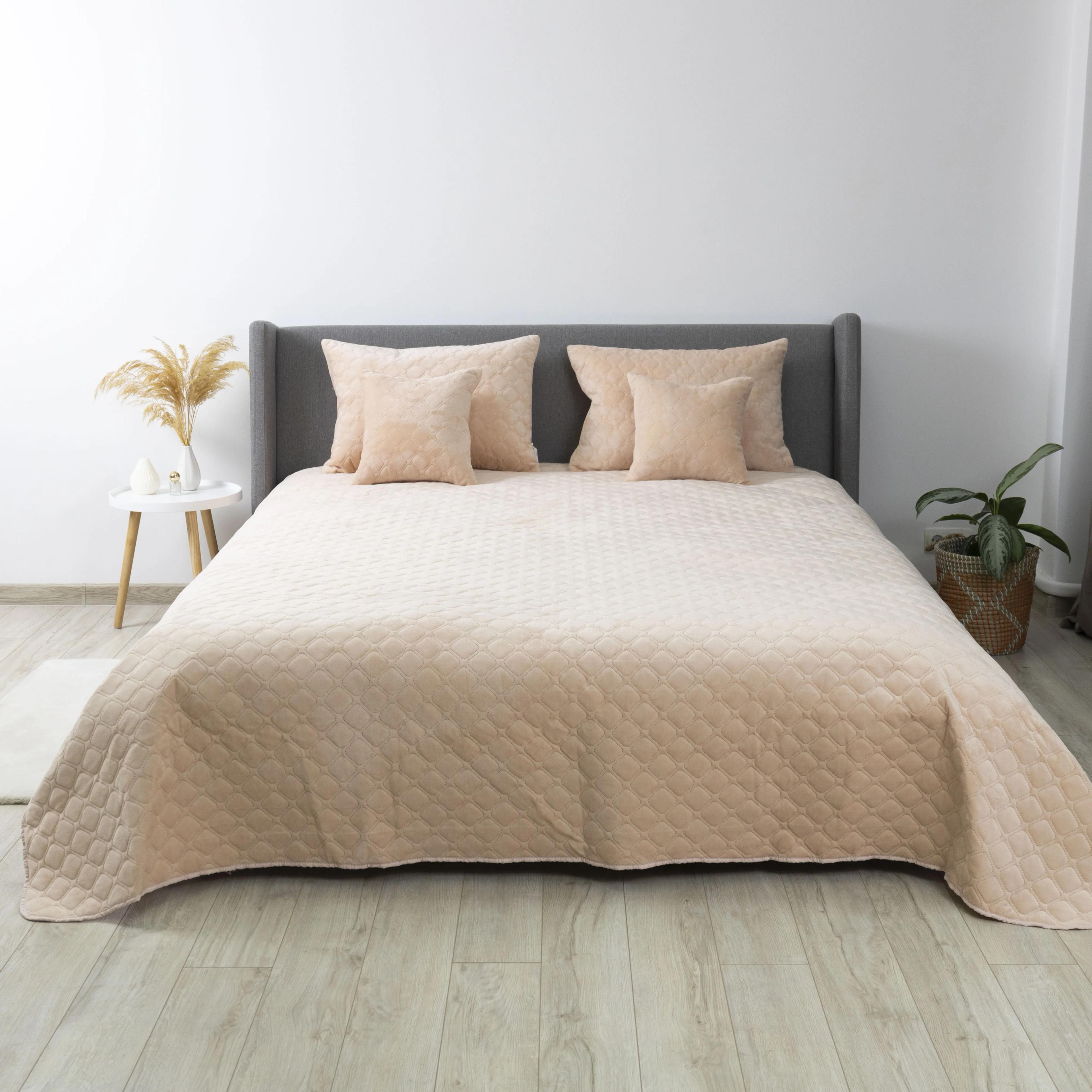 Bed Covers TEP "VELOUR" Peach/Rhombus round, 150x210 - Photo 6