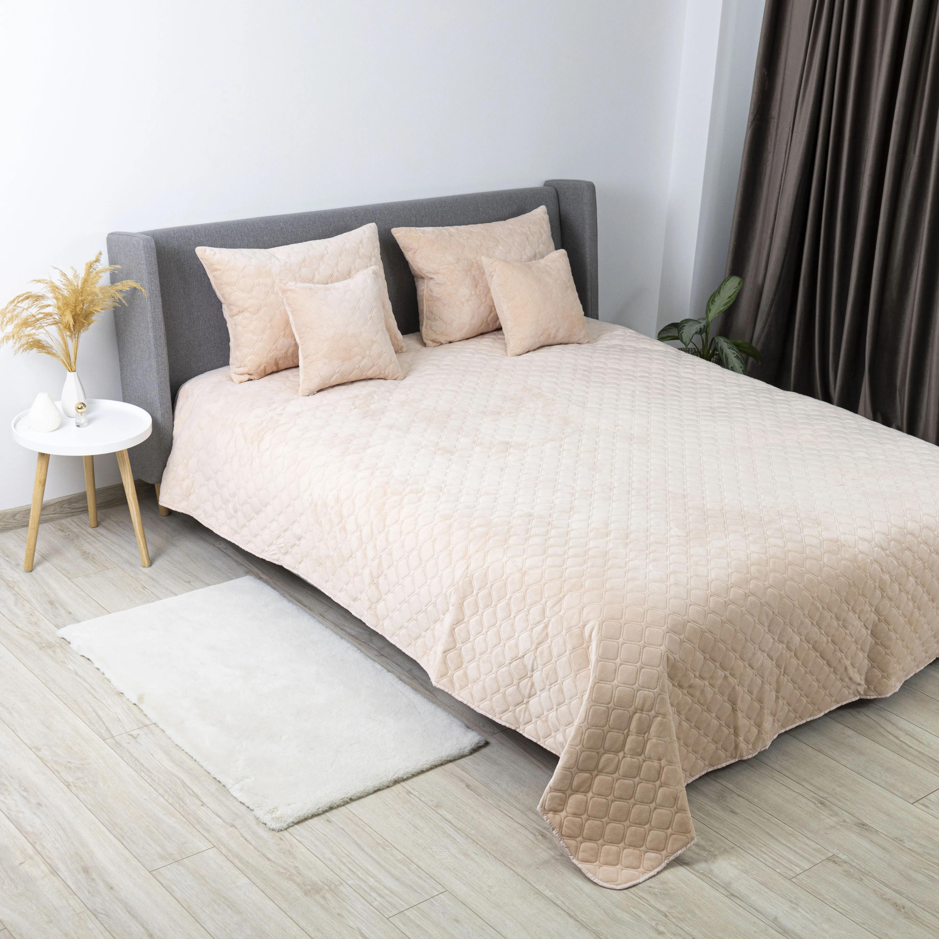 Bed Covers TEP "VELOUR" Peach/Rhombus round, 150x210 - Photo 15