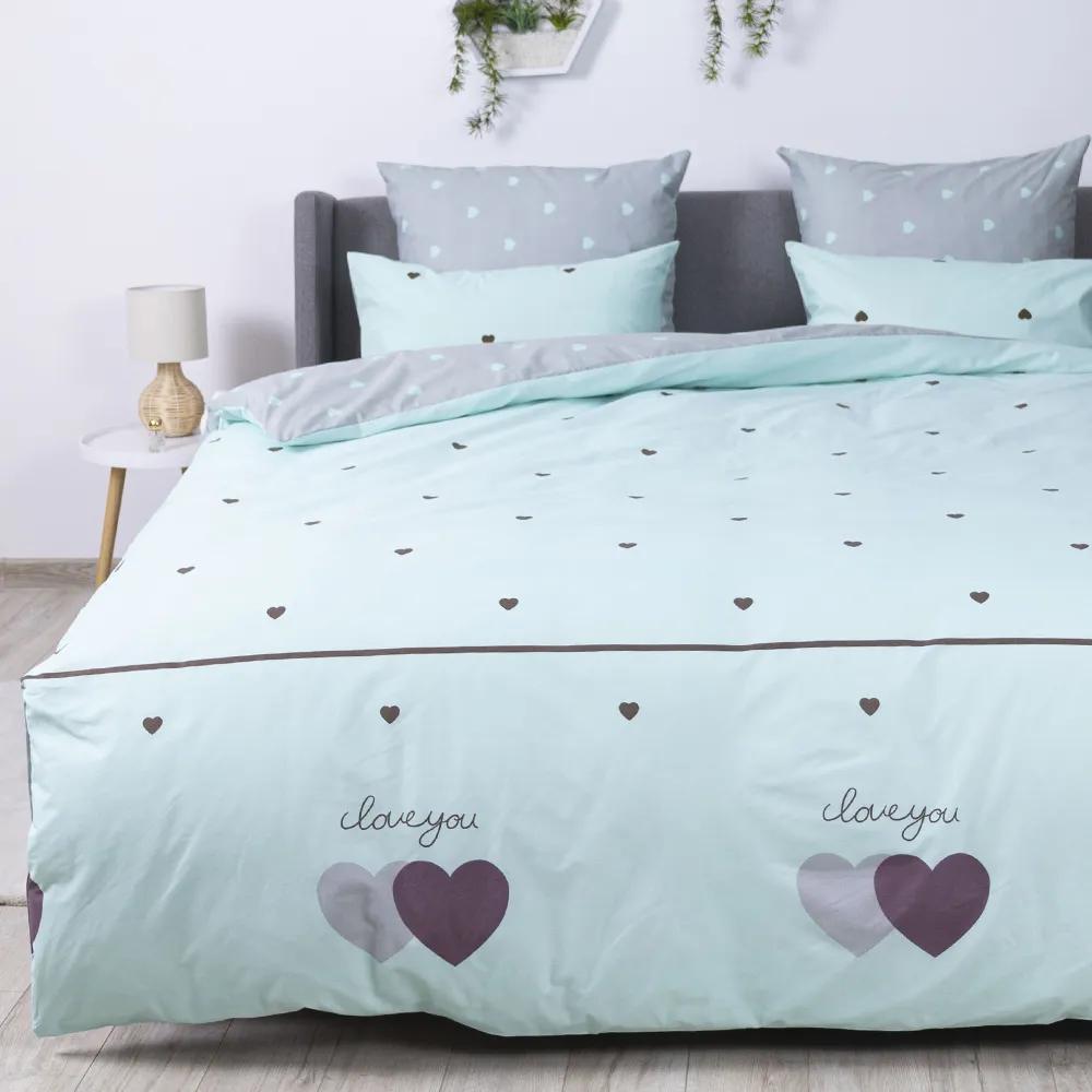 Постельное белье ТЕП "Happy Sleep" Mint&Grey Hearts, 50x70, полуторное - Фото 7