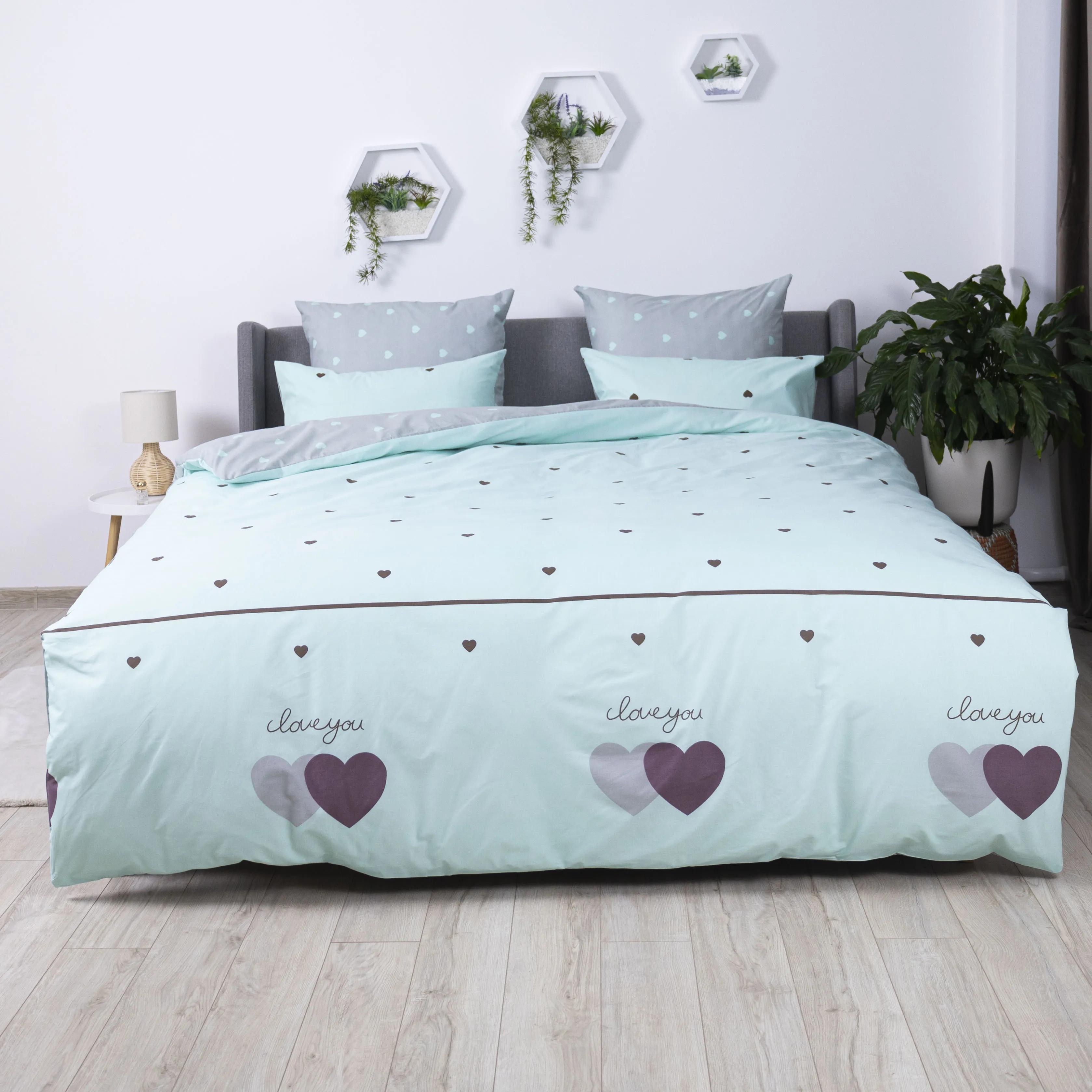 Постельное белье "ТЕП" Mint&Grey Hearts, 70x70, семейное - Фото 3