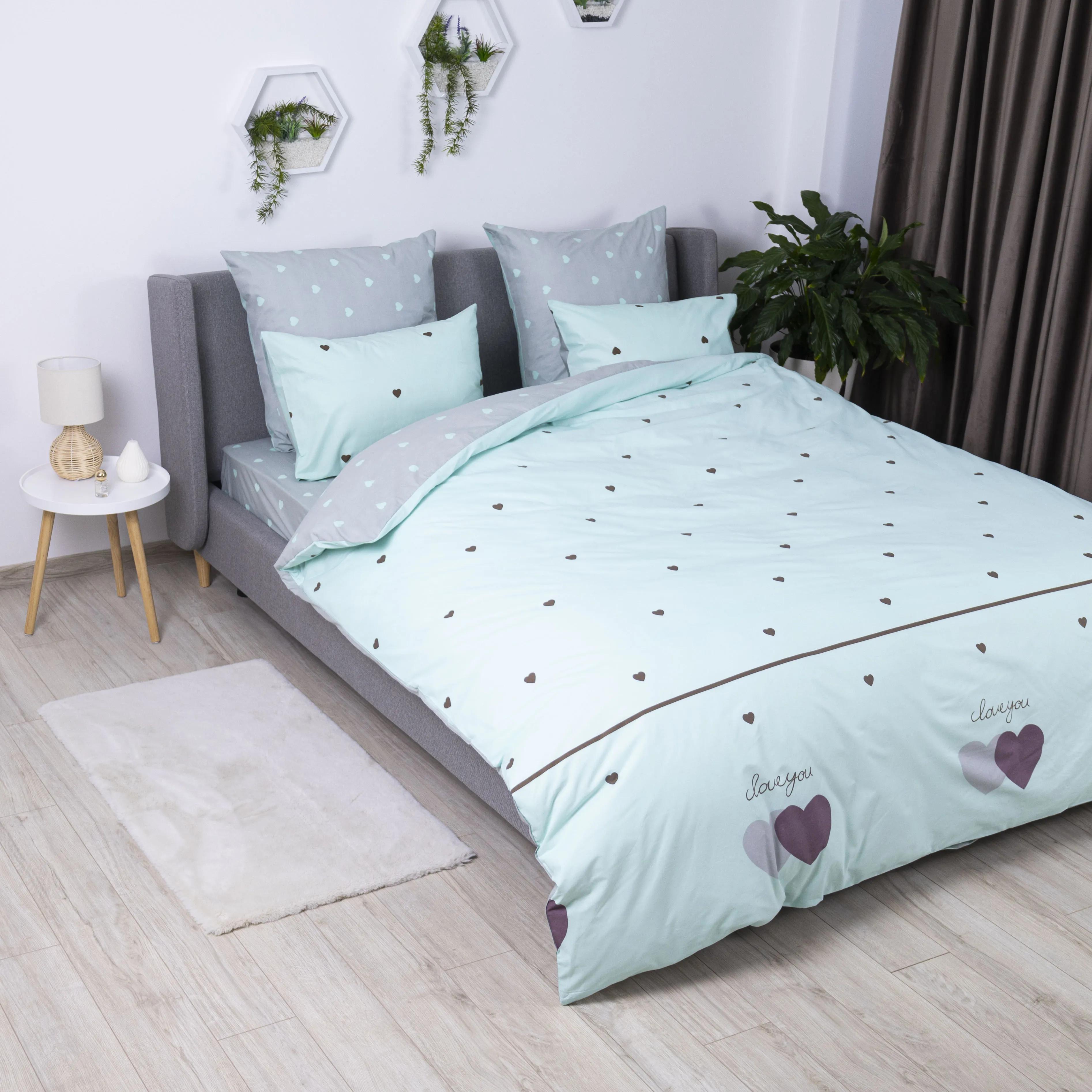 Постельное белье "ТЕП" Mint&Grey Hearts, 70x70, семейное - Фото 4