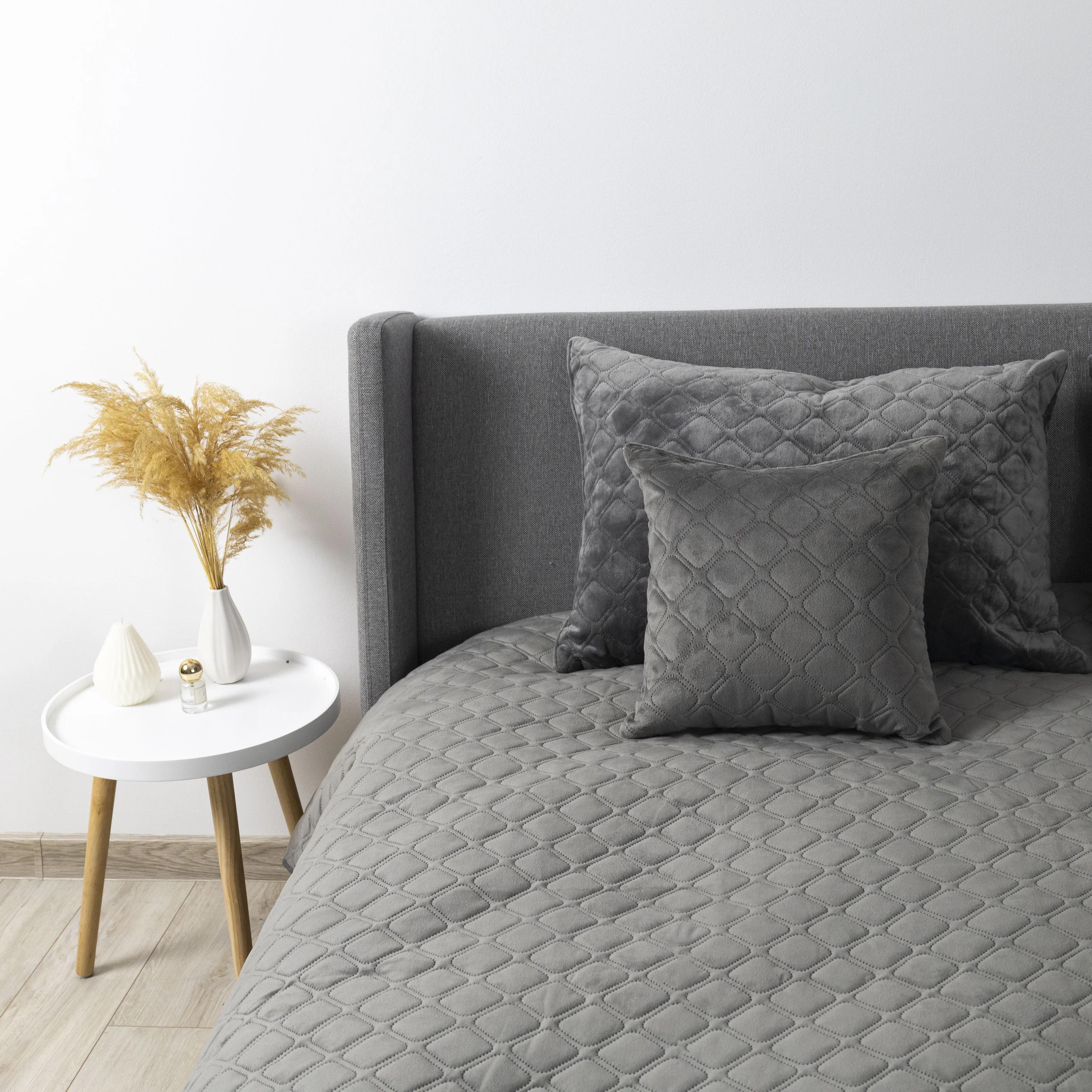 Bed Covers TEP "VELOUR" Gray/Rhombus round, 240x260 - Photo 9