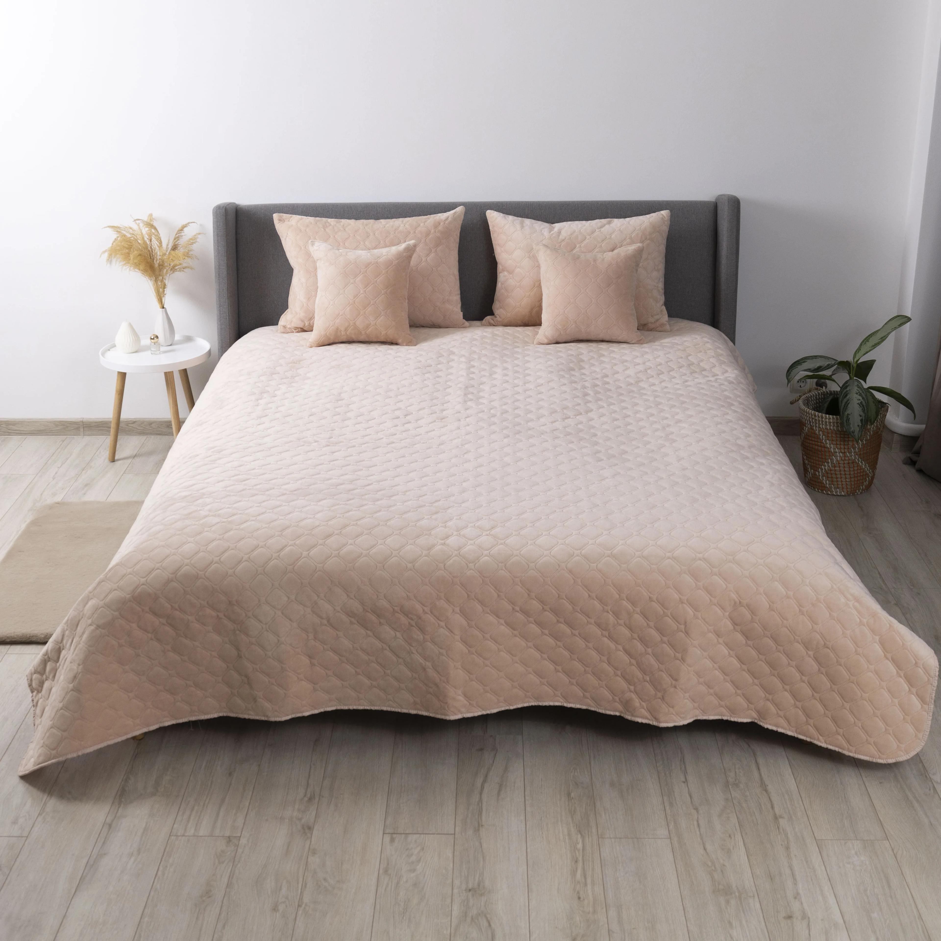 Bed Covers TEP "VELOUR" Powder/Rhombus round, 220x240 - Photo 6