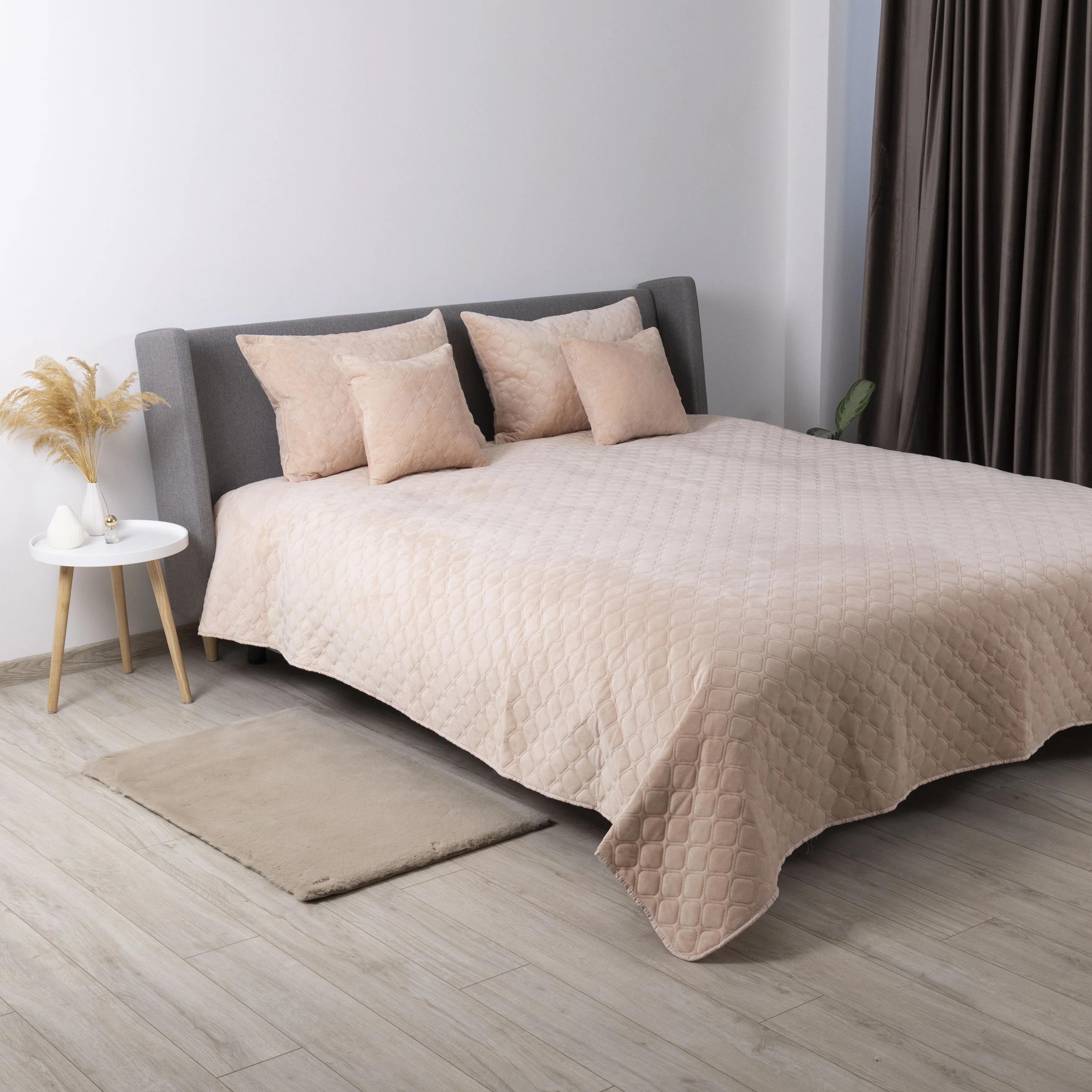 Bed Covers TEP "VELOUR" Powder/Rhombus round, 220x240 - Photo 7