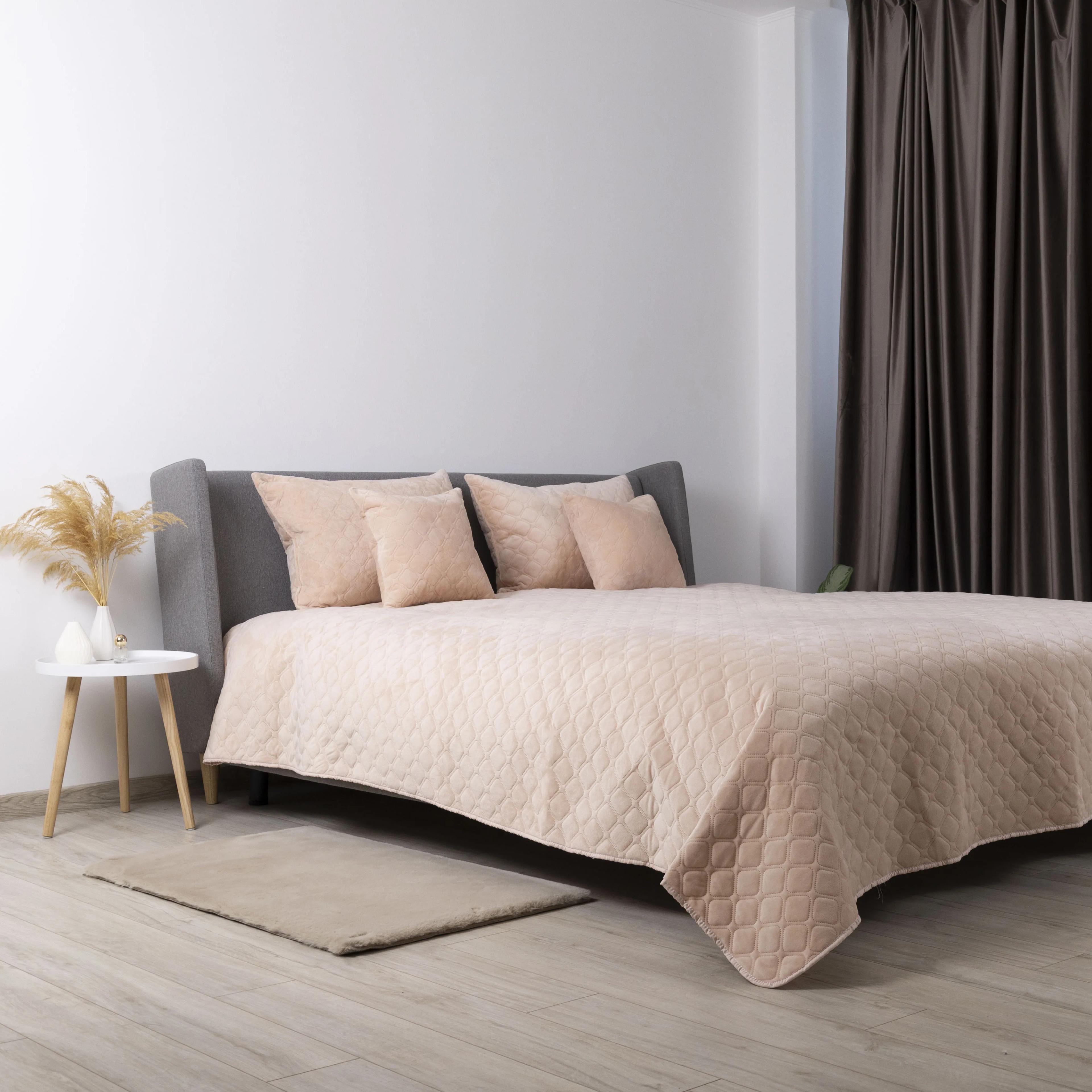 Bed Covers TEP "VELOUR" Powder/Rhombus round, 220x240 - Photo 8