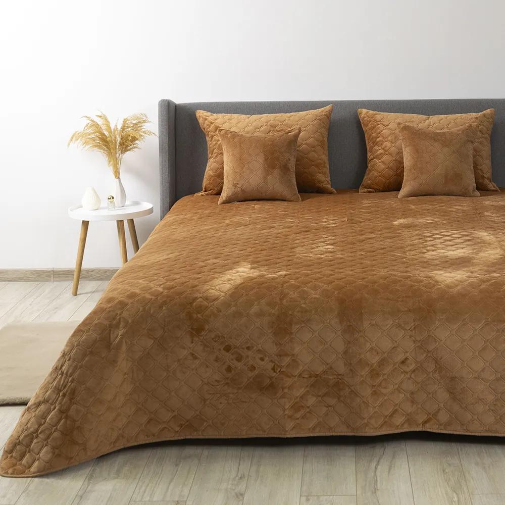 Bed Covers TEP "VELOUR" Coffee/Rhombus round