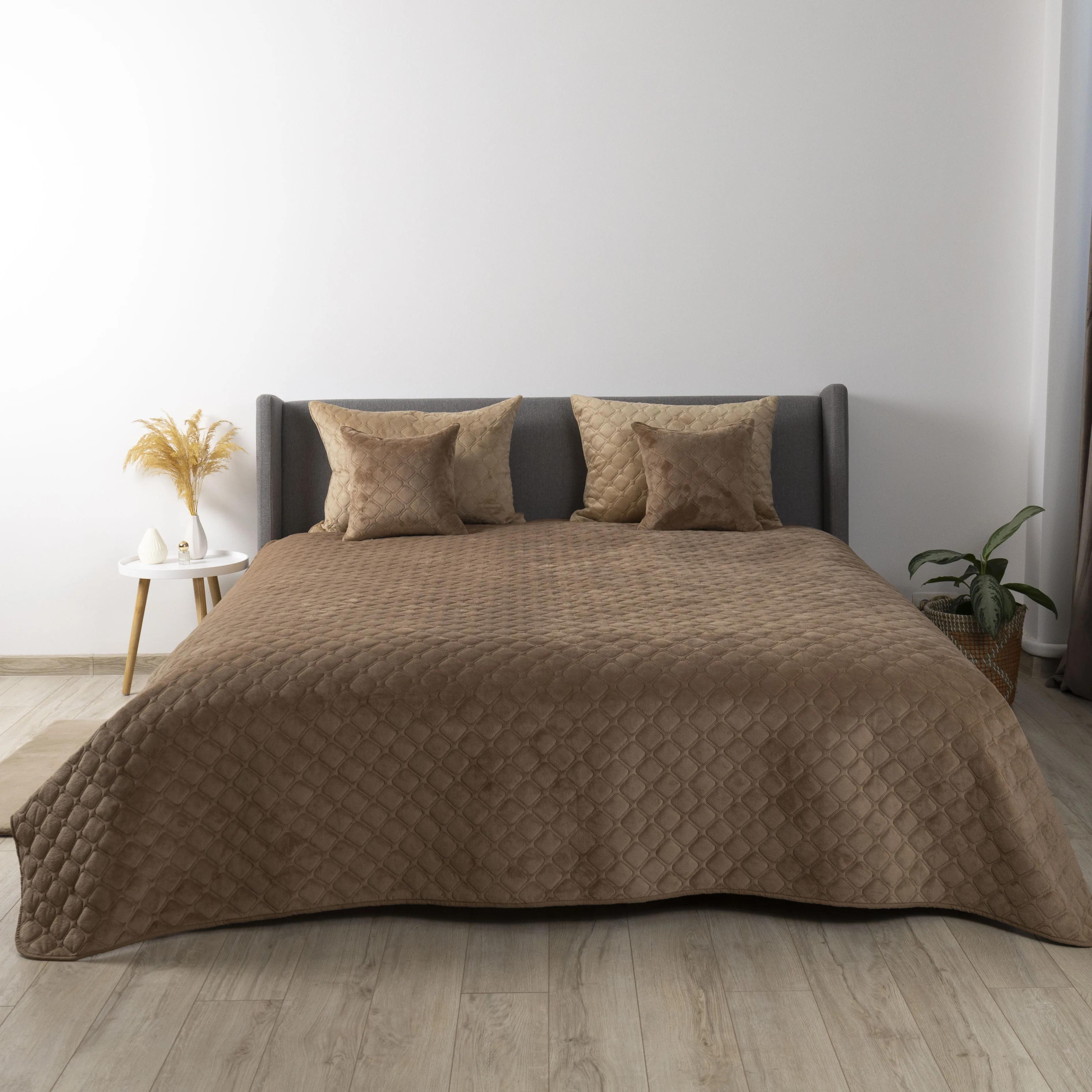 Bed Covers TEP "VELOUR" Cappuccino/Rhombus round, 150x210 - Photo 6