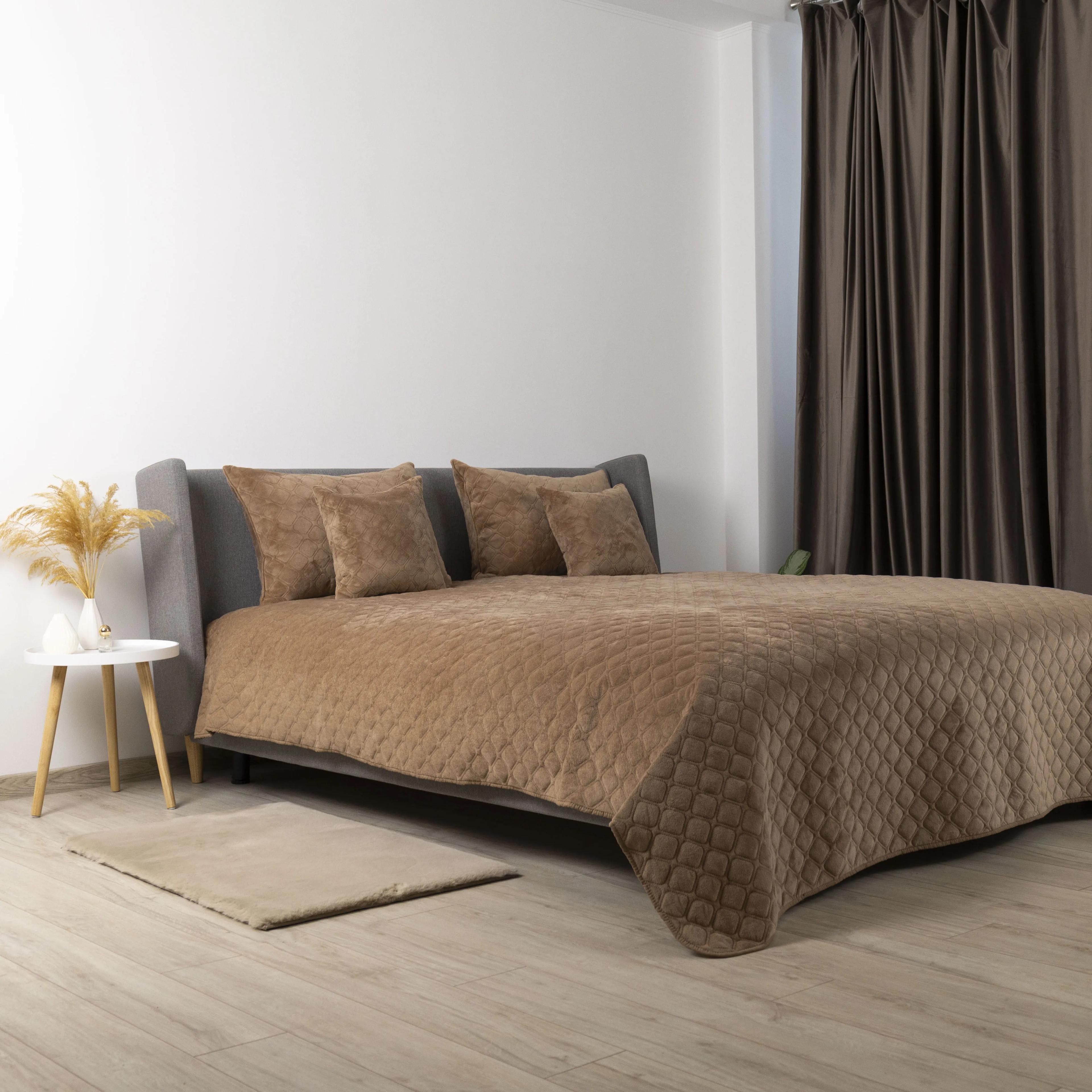 Bed Covers TEP "VELOUR" Cappuccino/Rhombus round, 150x210 - Photo 8