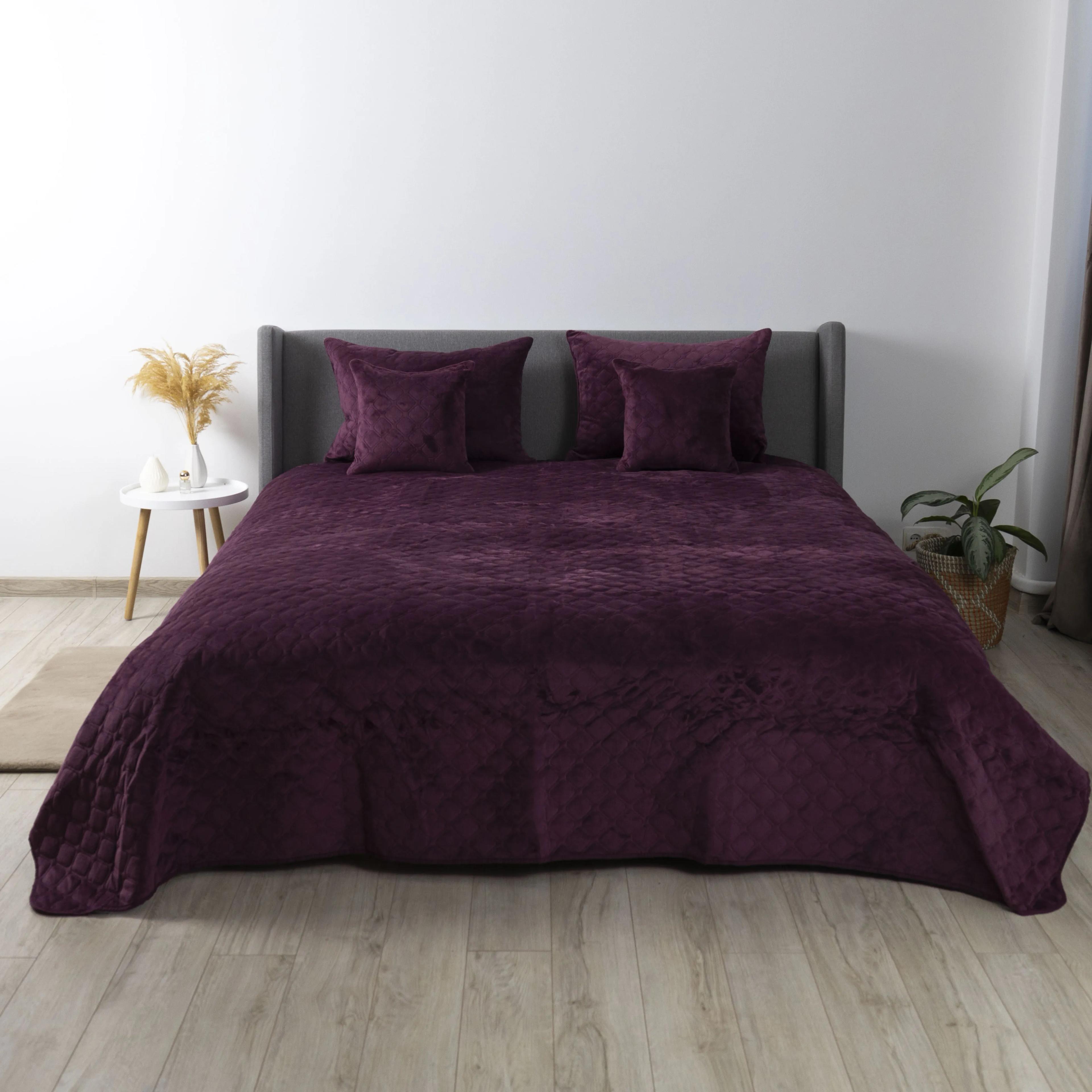Bed Covers TEP "VELOUR" Burgundy/Rhombus round, 150x210 - Photo 6