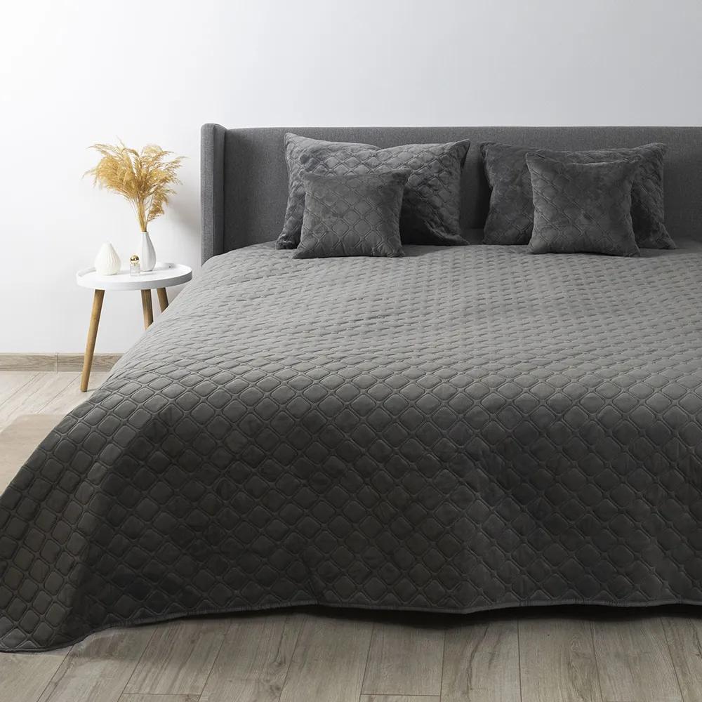 Bed Covers TEP "VELOUR" Gray/Rhombus round