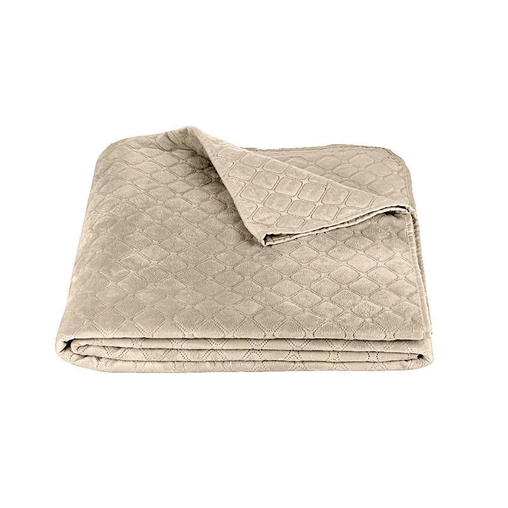 Покривало ТЕП "VELOUR" Золотий беж/Ромб круглий, 240x260 - Фото 2