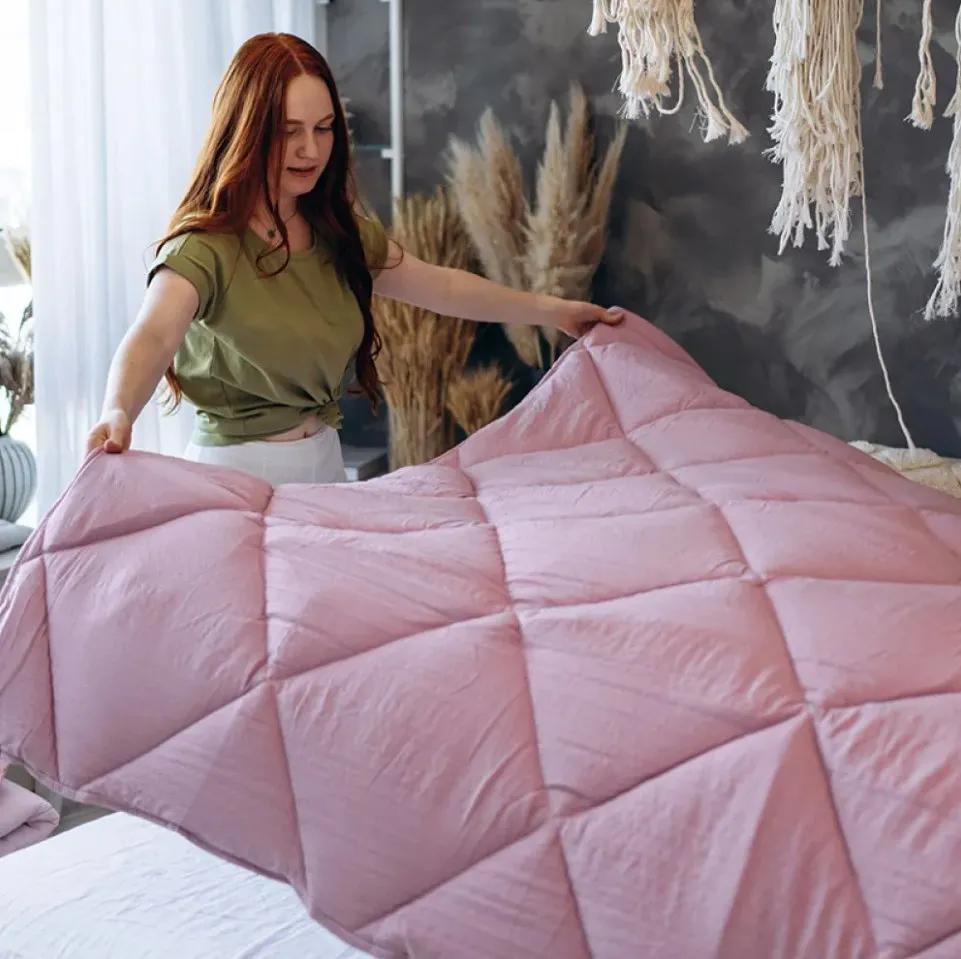 Quilt "WASHED COTTON" Pink powder (in shades) , 140x200 - Photo 4