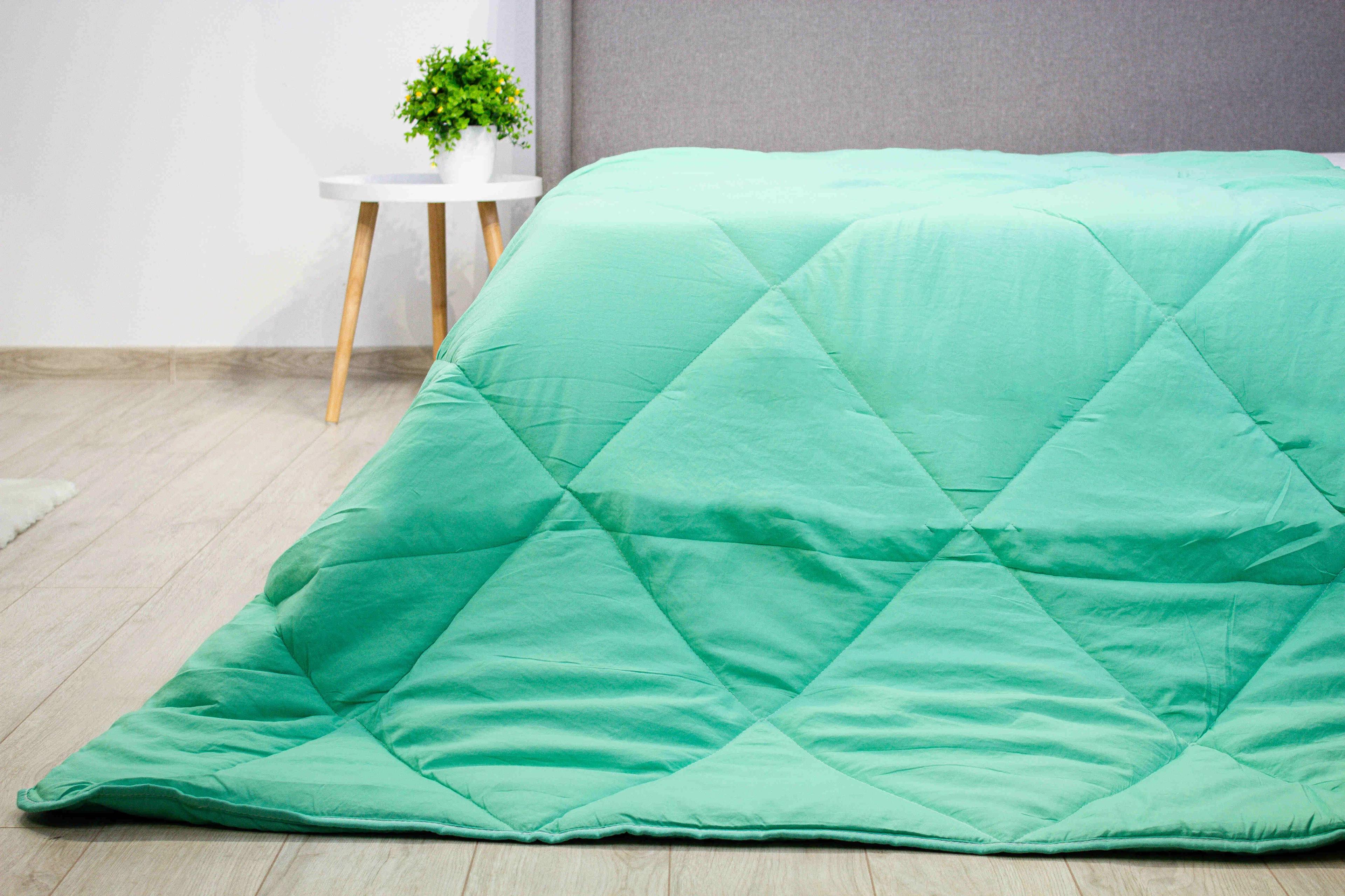 Blanket "WASHED COTTON" green in shades, 140x200 - Photo 2