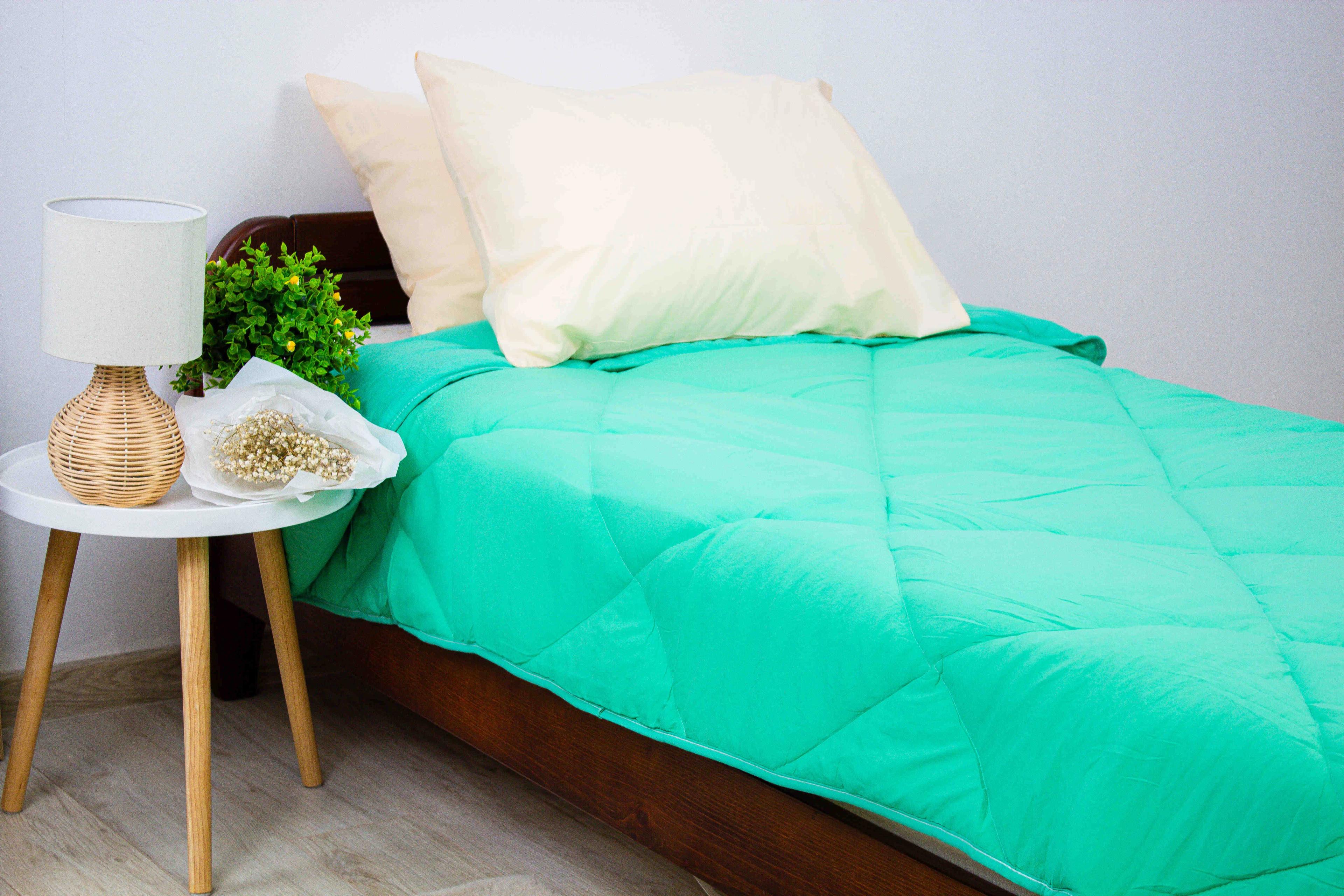 Blanket "WASHED COTTON" green in shades, 140x200 - Photo 3