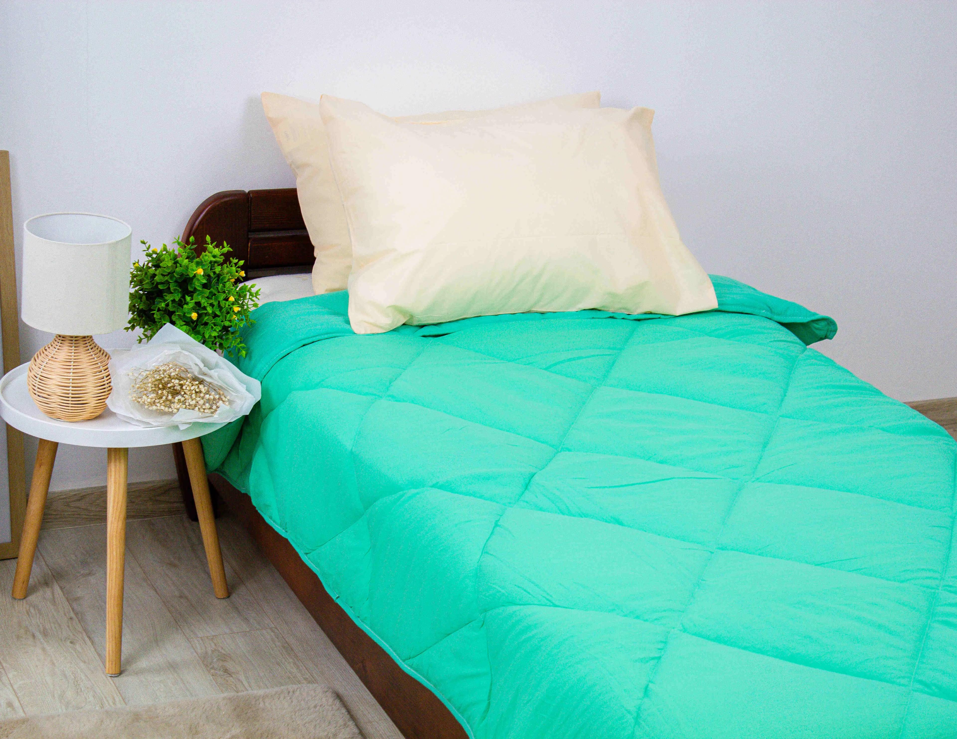 Blanket "WASHED COTTON" green in shades, 140x200 - Photo 4