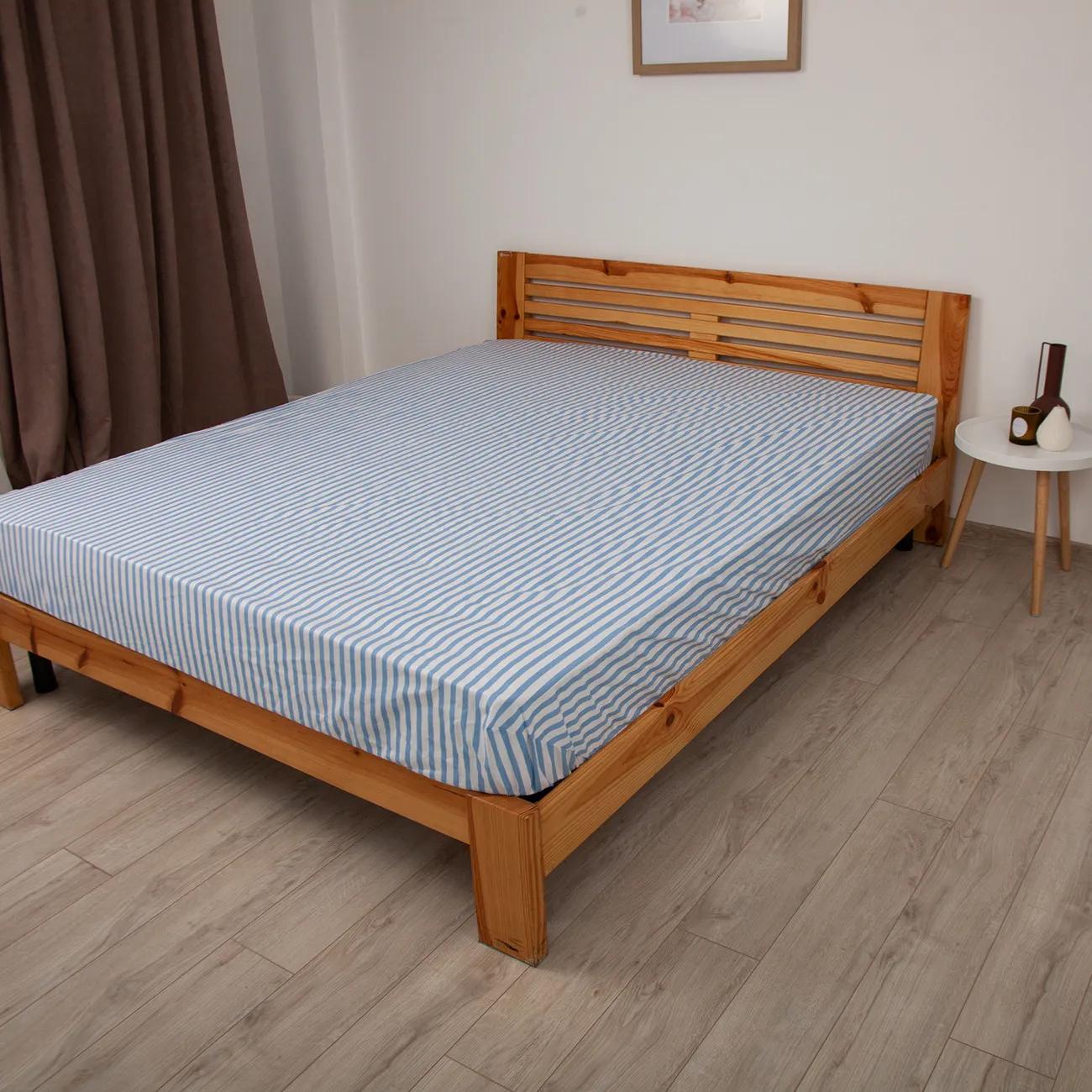 Sheet "NATHNENNYA" with an elastic band Blue stripe, 180x200 - Photo 3
