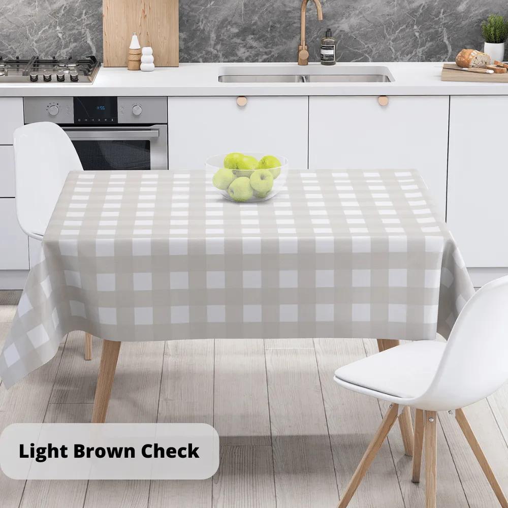 Tablecloth "Panama" water repellent Light Brown Check