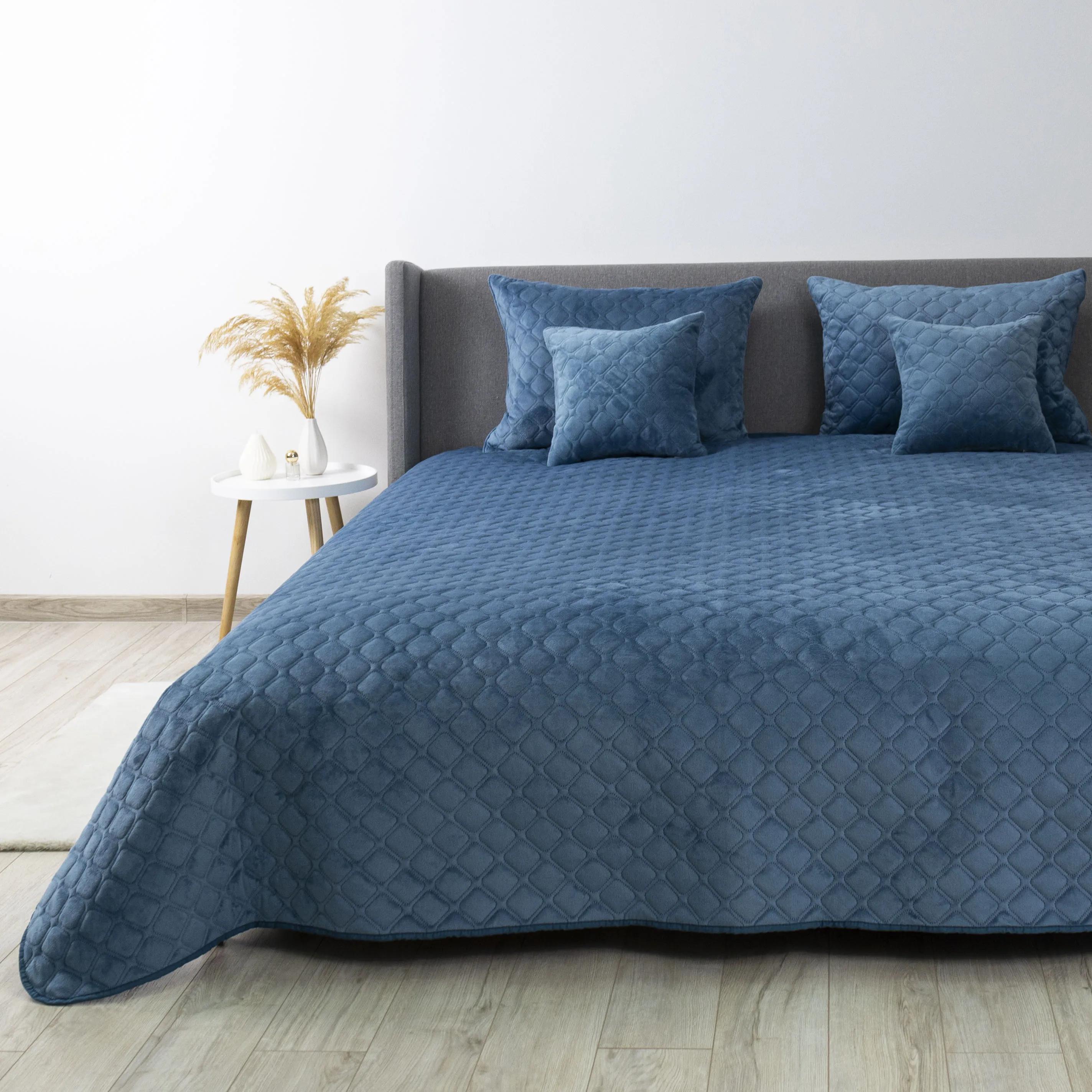 Покрывало ТЕП "VELOUR" Cинее/Ромб круглый