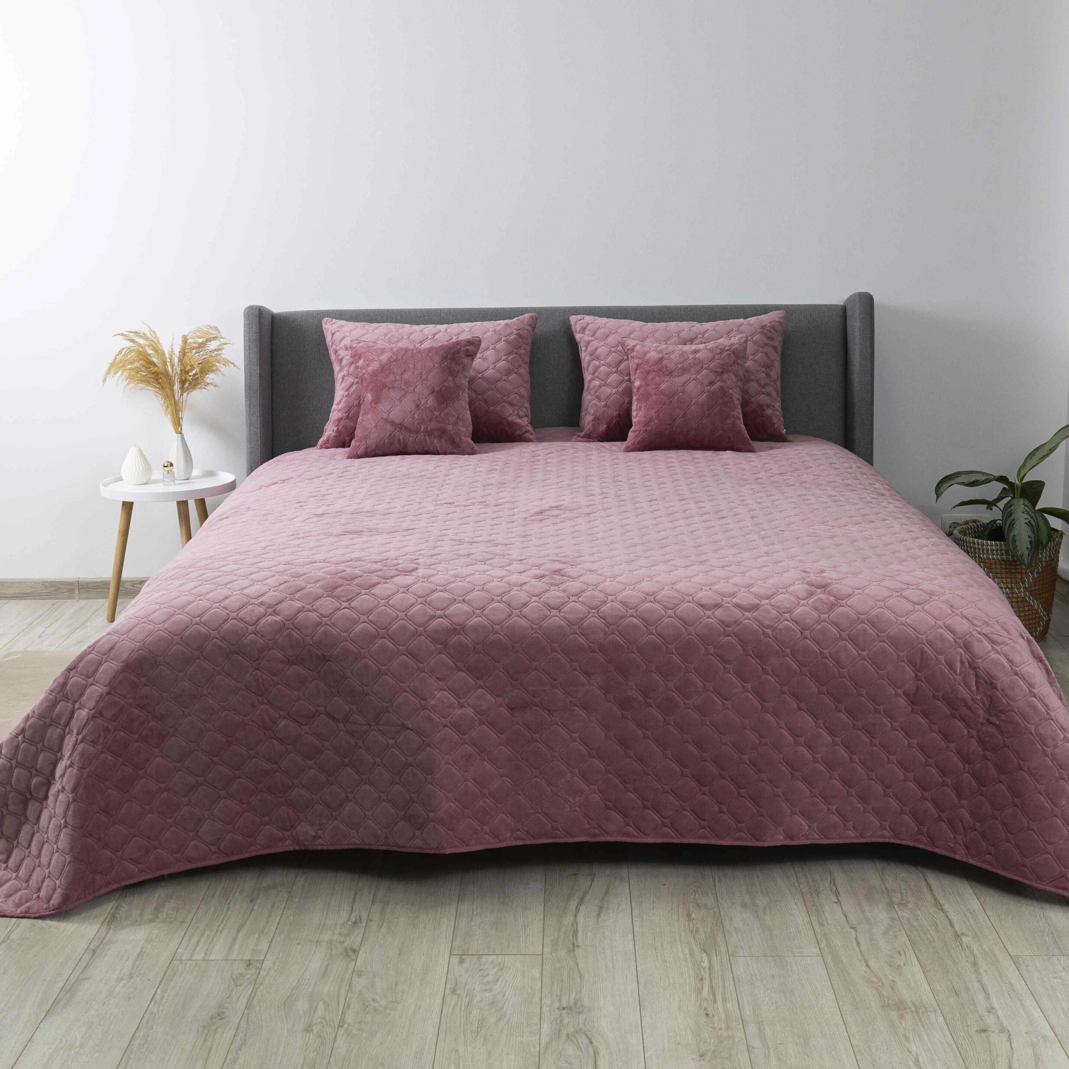 Bed Covers "VELOUR" Mesa rose/Rhombus round, 220x240 - Photo 6
