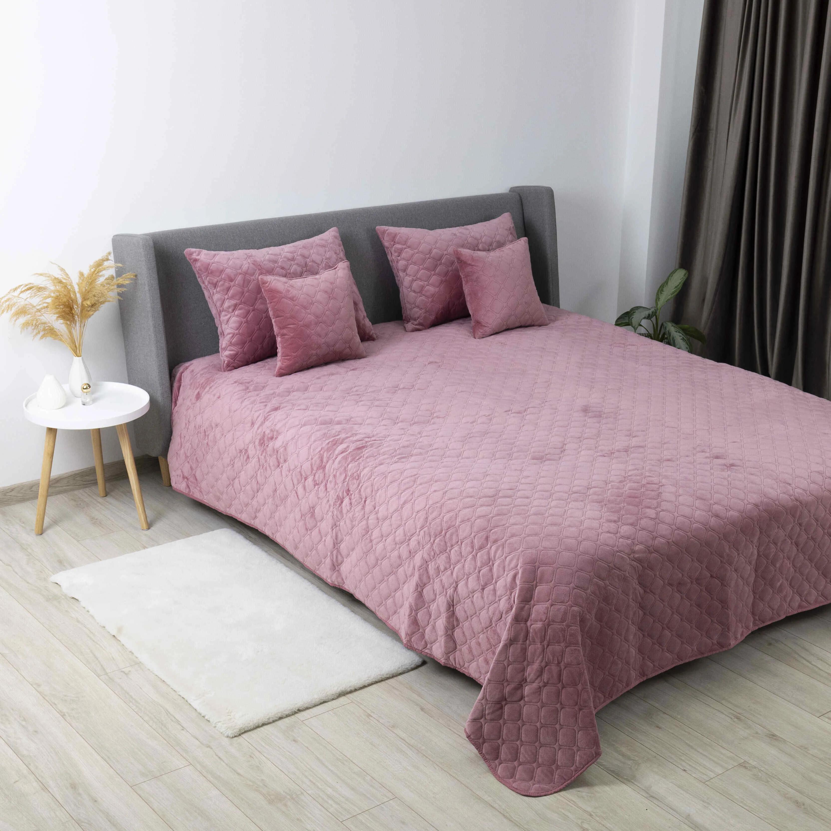 Bed Covers "VELOUR" Mesa rose/Rhombus round, 220x240 - Photo 7