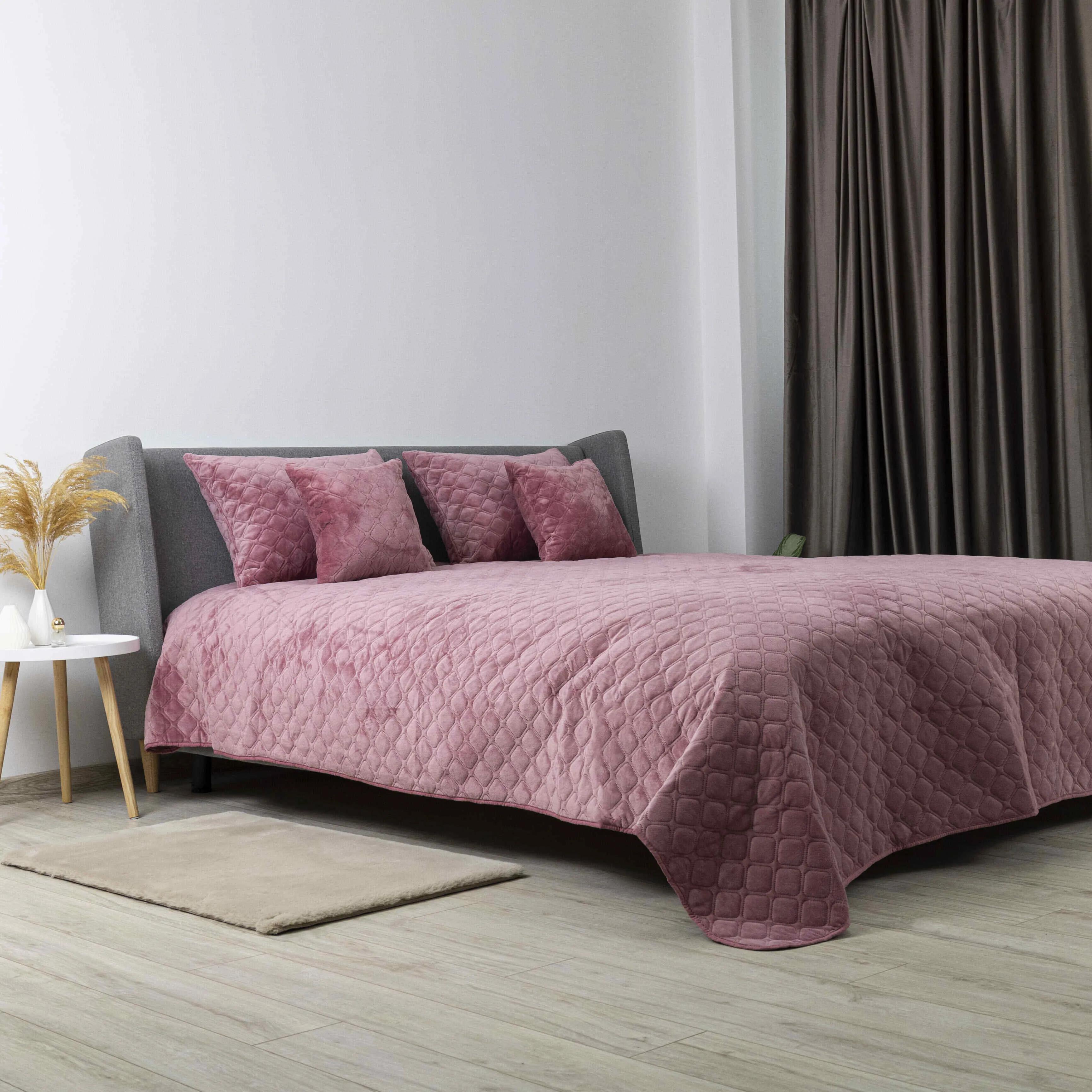 Bed Covers "VELOUR" Mesa rose/Rhombus round, 220x240 - Photo 8