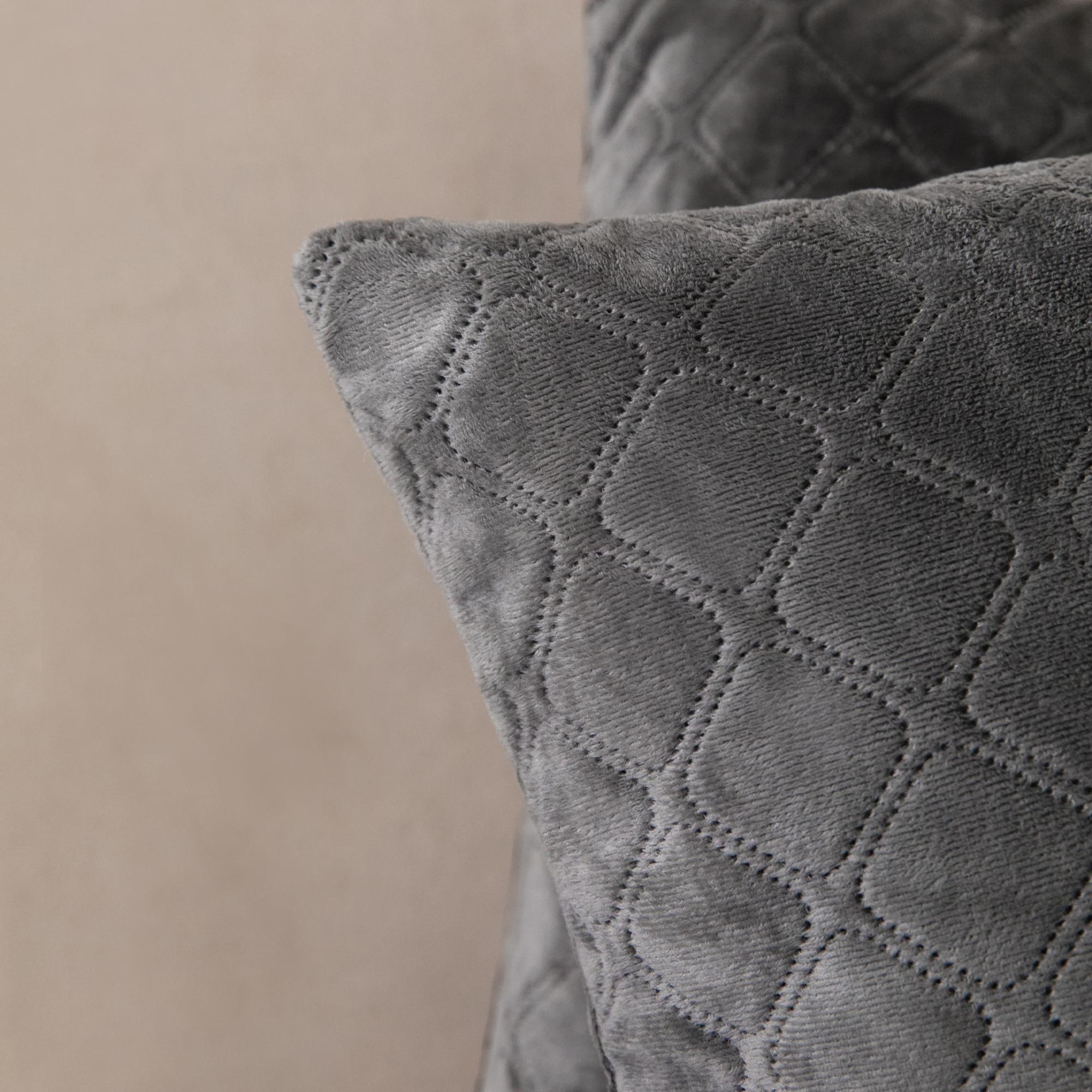 Подушка декоративная "VELOUR" Серая,  - Фото 5