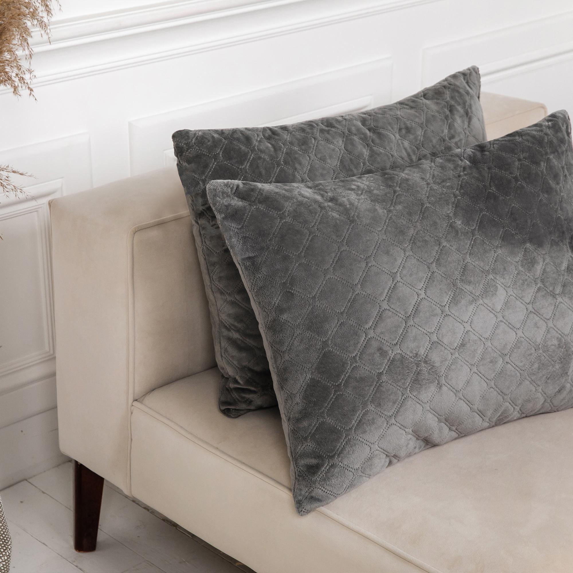 Подушка декоративная "VELOUR" Серая,  - Фото 3