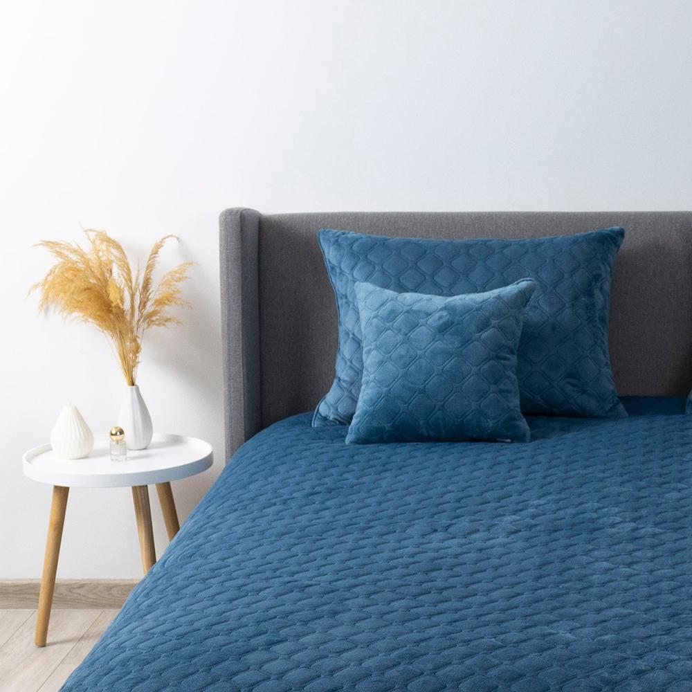 Bed Covers "VELOUR" Blue/Rhombus round, 150x210 - Photo 9