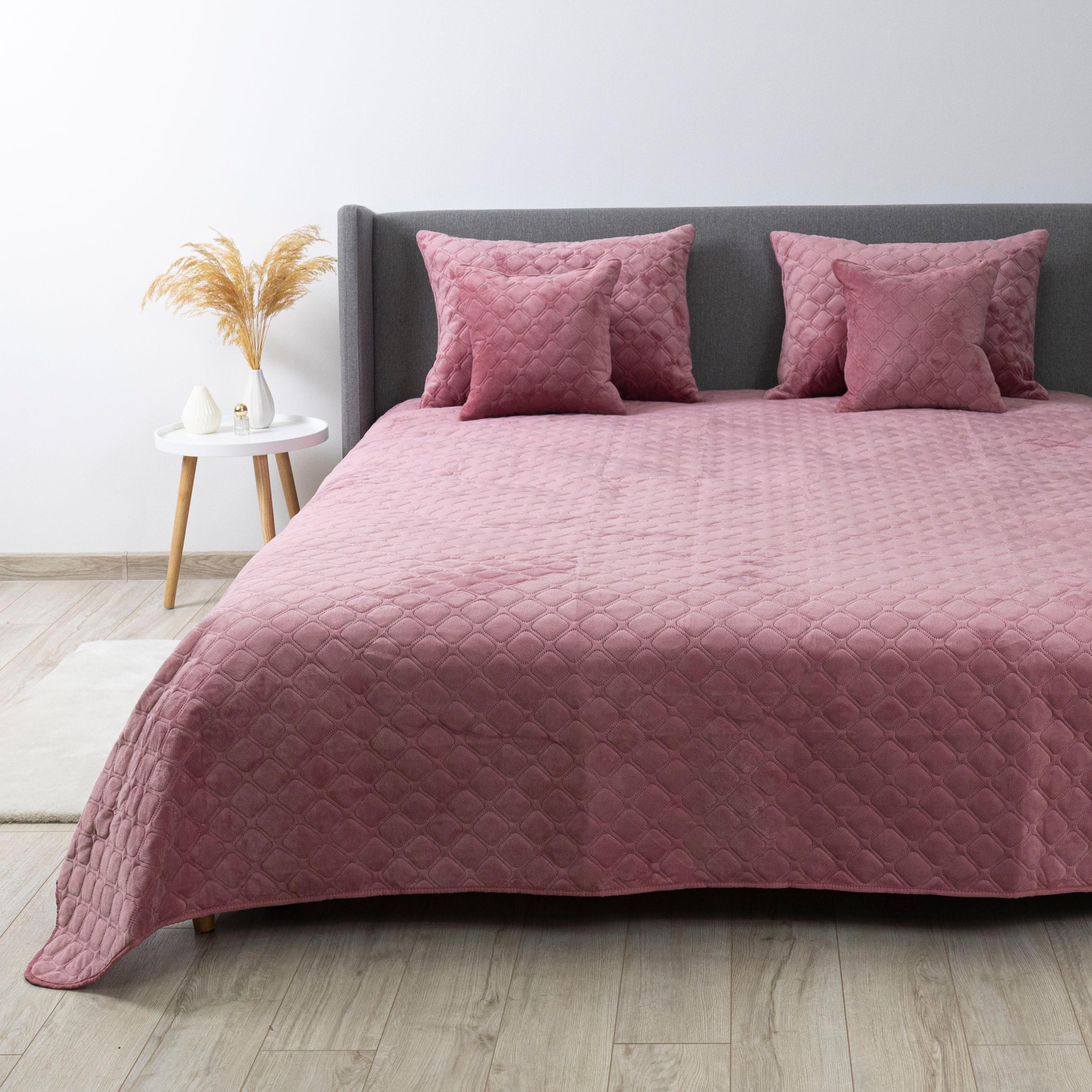 Bed Covers "VELOUR" Mesa rose/Rhombus round, 150x210 - Photo 4