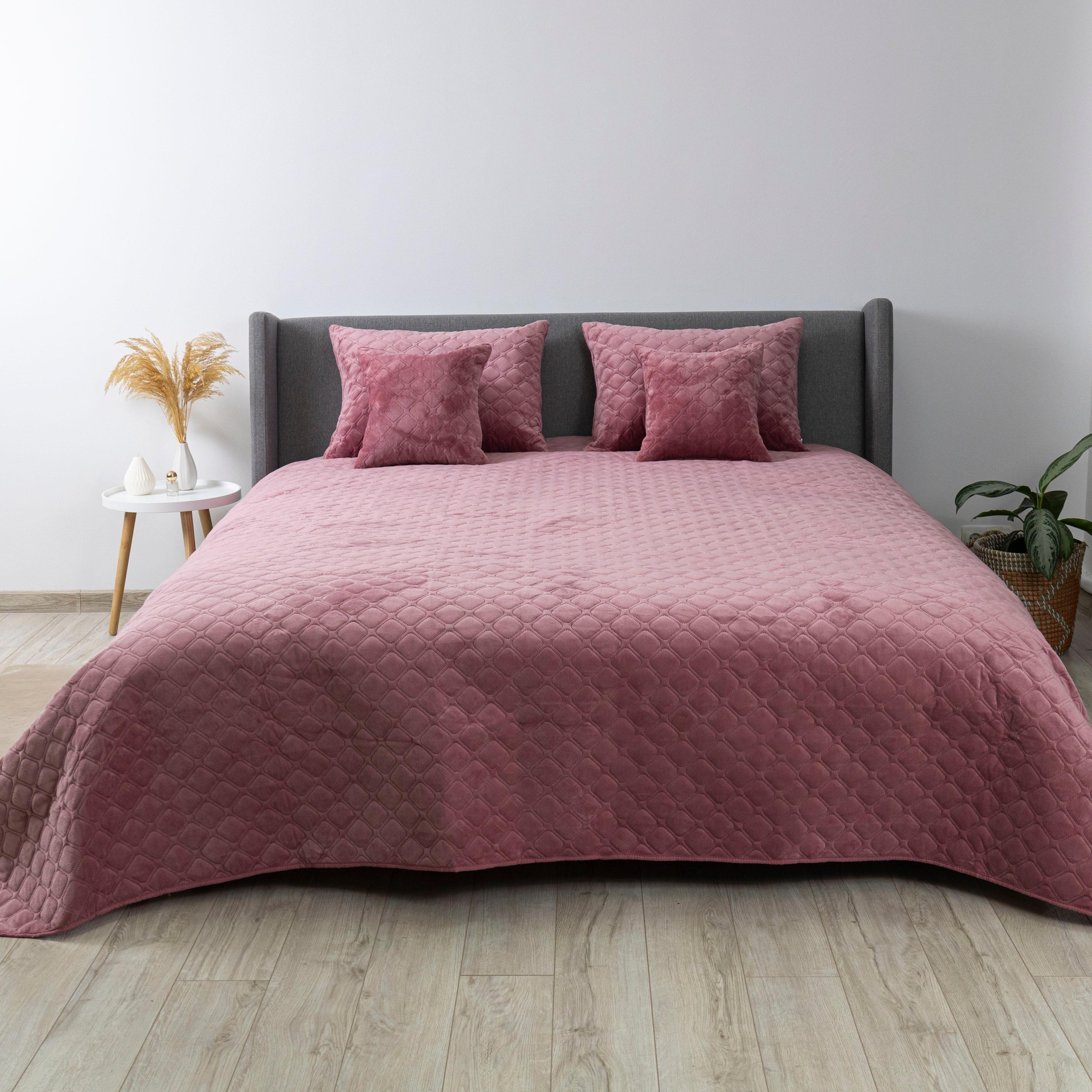 Bed Covers "VELOUR" Mesa rose/Rhombus round, 150x210 - Photo 5