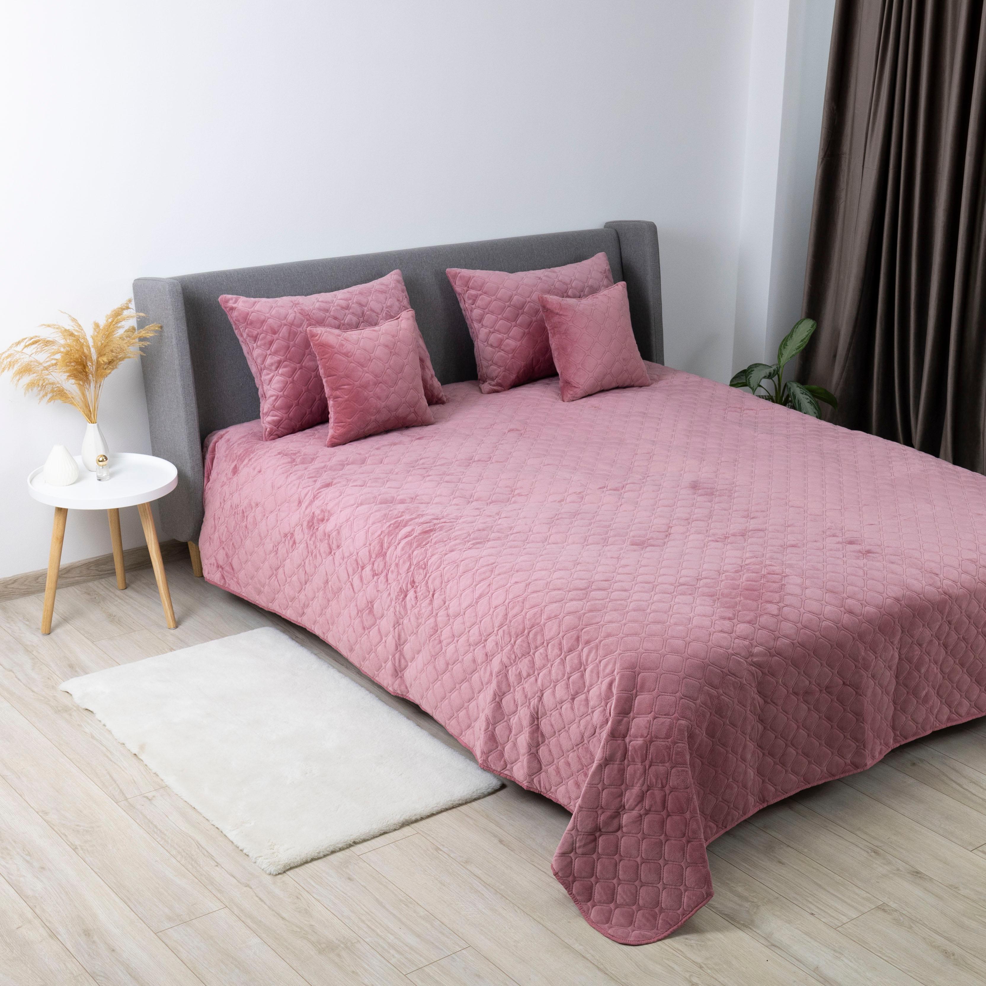 Bed Covers "VELOUR" Mesa rose/Rhombus round, 150x210 - Photo 6