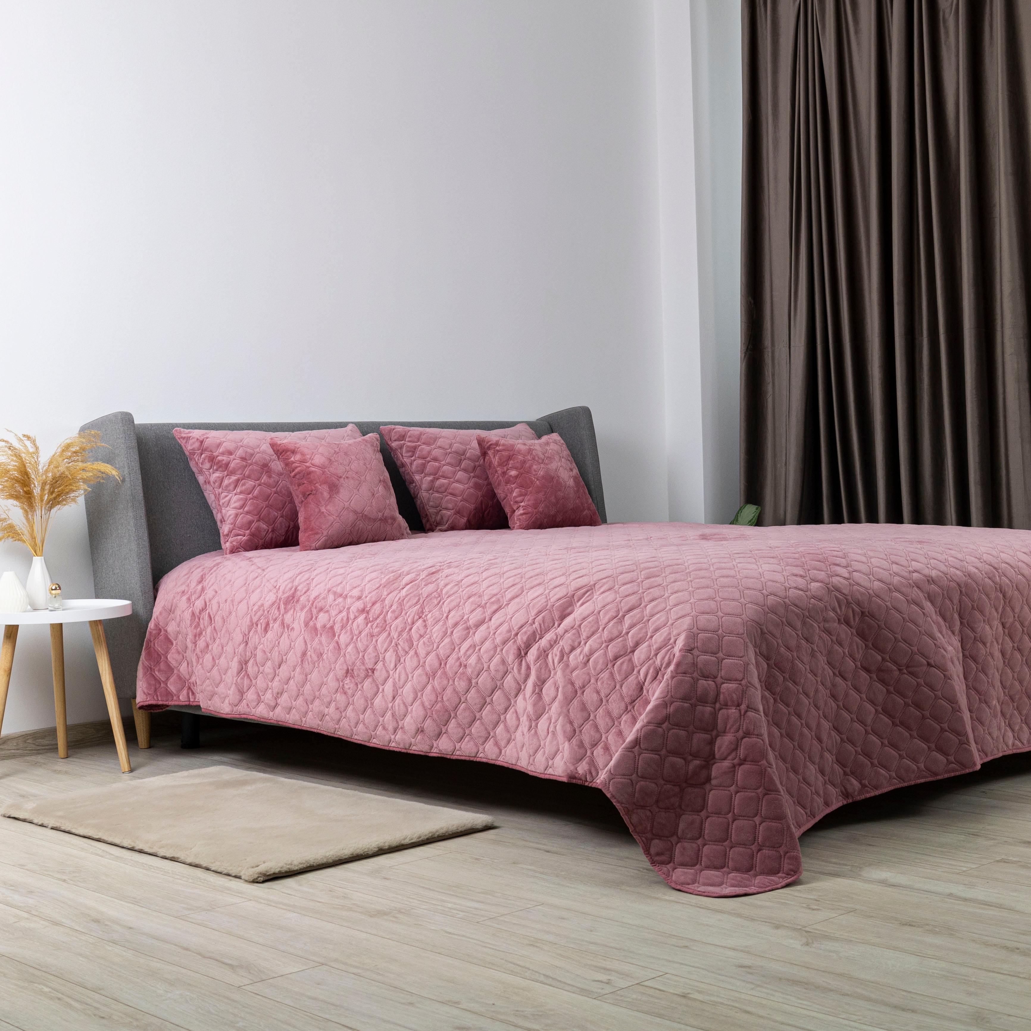 Bed Covers "VELOUR" Mesa rose/Rhombus round, 150x210 - Photo 7