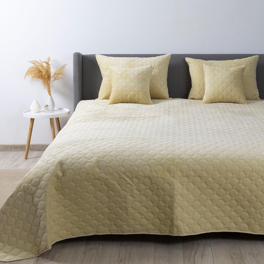 Покривало ТЕП "VELOUR" Бежеве/Ромб круглий, 150x210 - Фото 4
