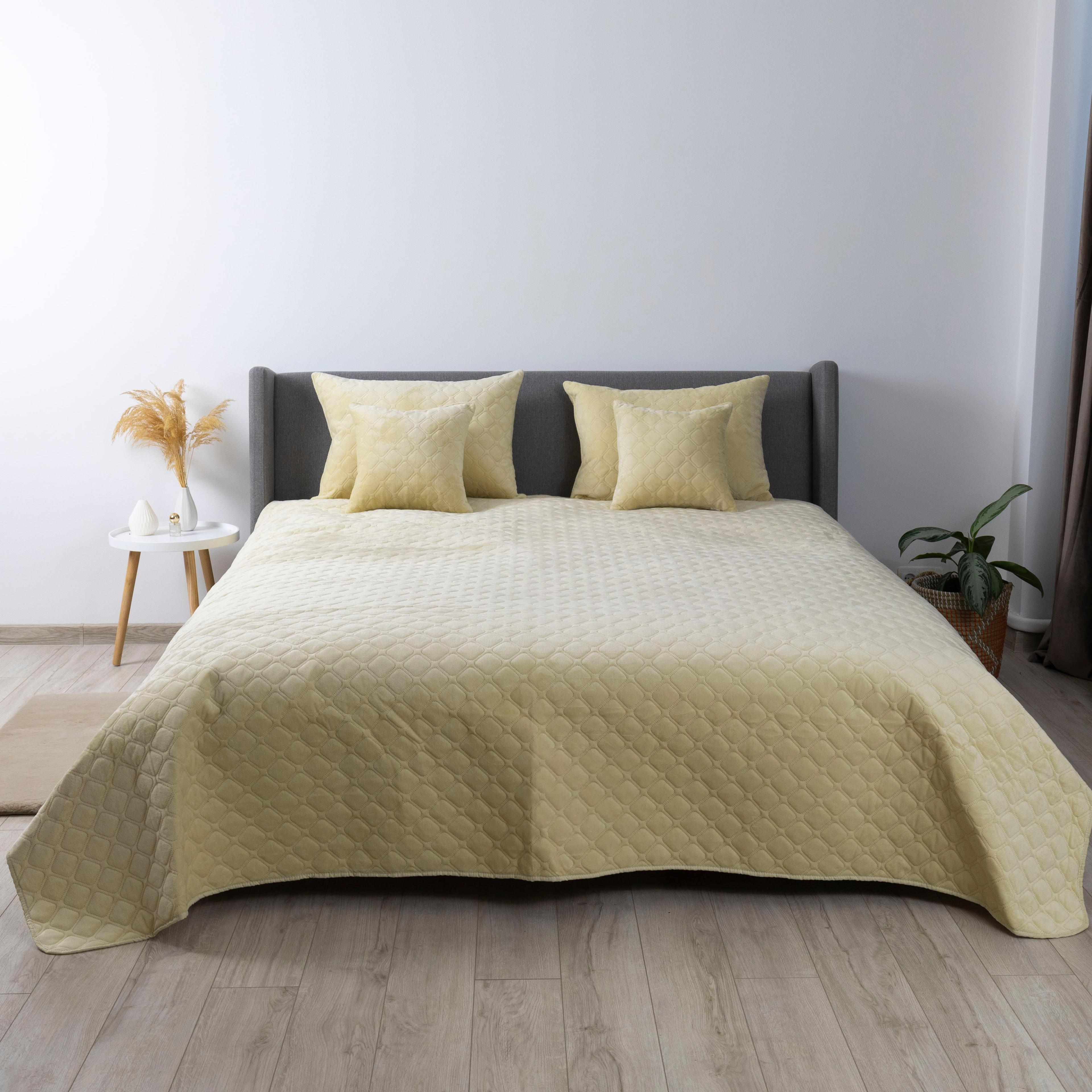 Покривало ТЕП "VELOUR" Бежеве/Ромб круглий, 150x210 - Фото 5
