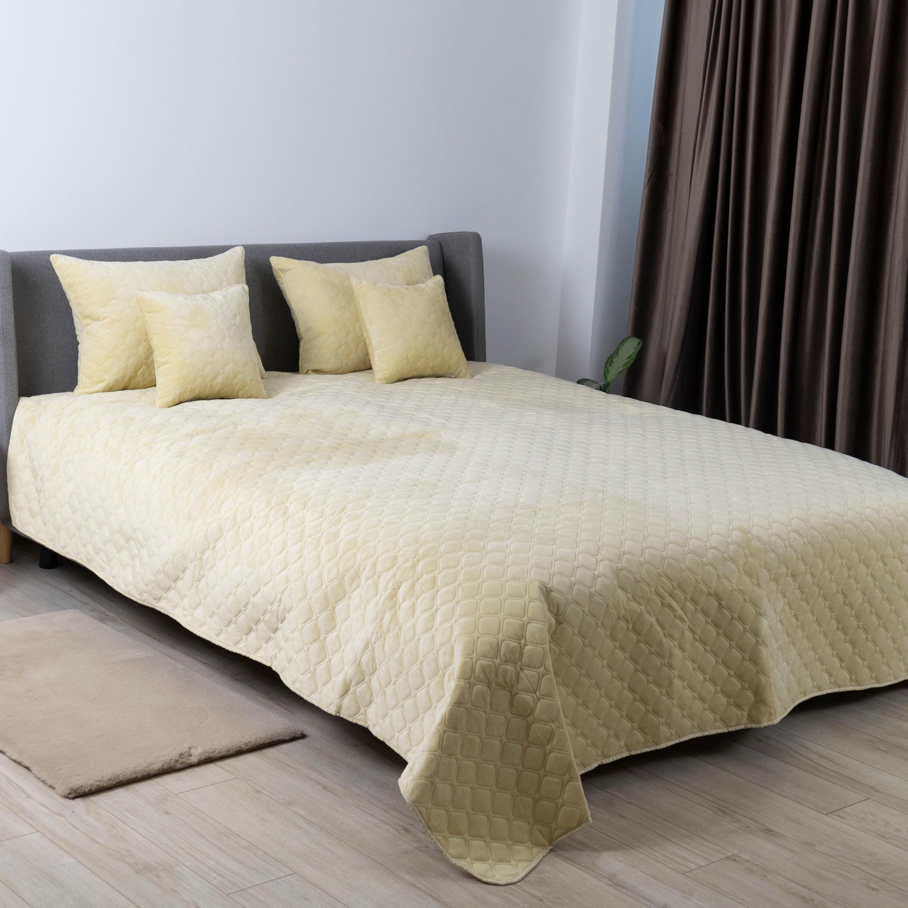 Bed Covers TEP "VELOUR" Beige/Rhombus straight, 150x210 - Photo 6