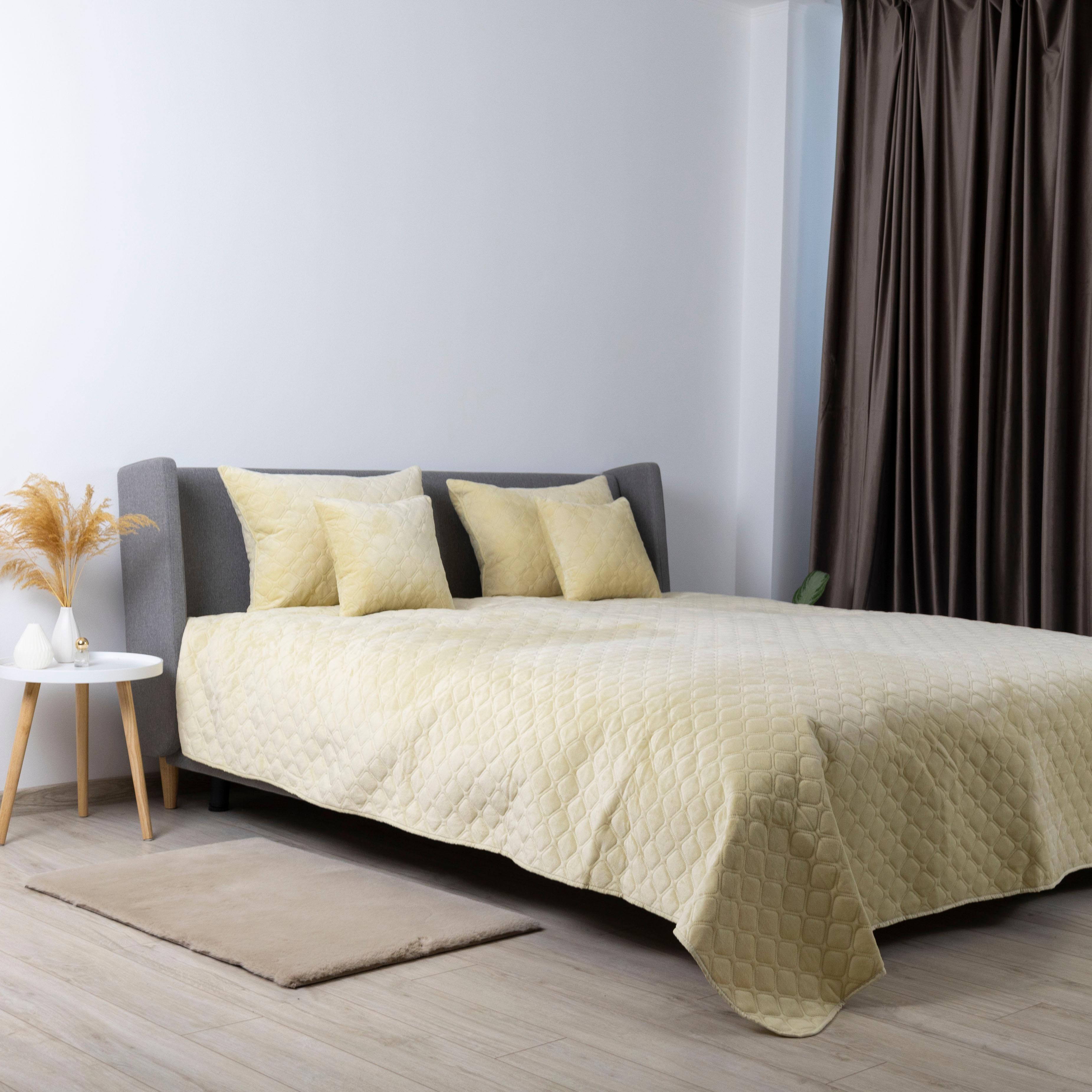 Bed Covers TEP "VELOUR" Beige/Rhombus straight, 150x210 - Photo 7