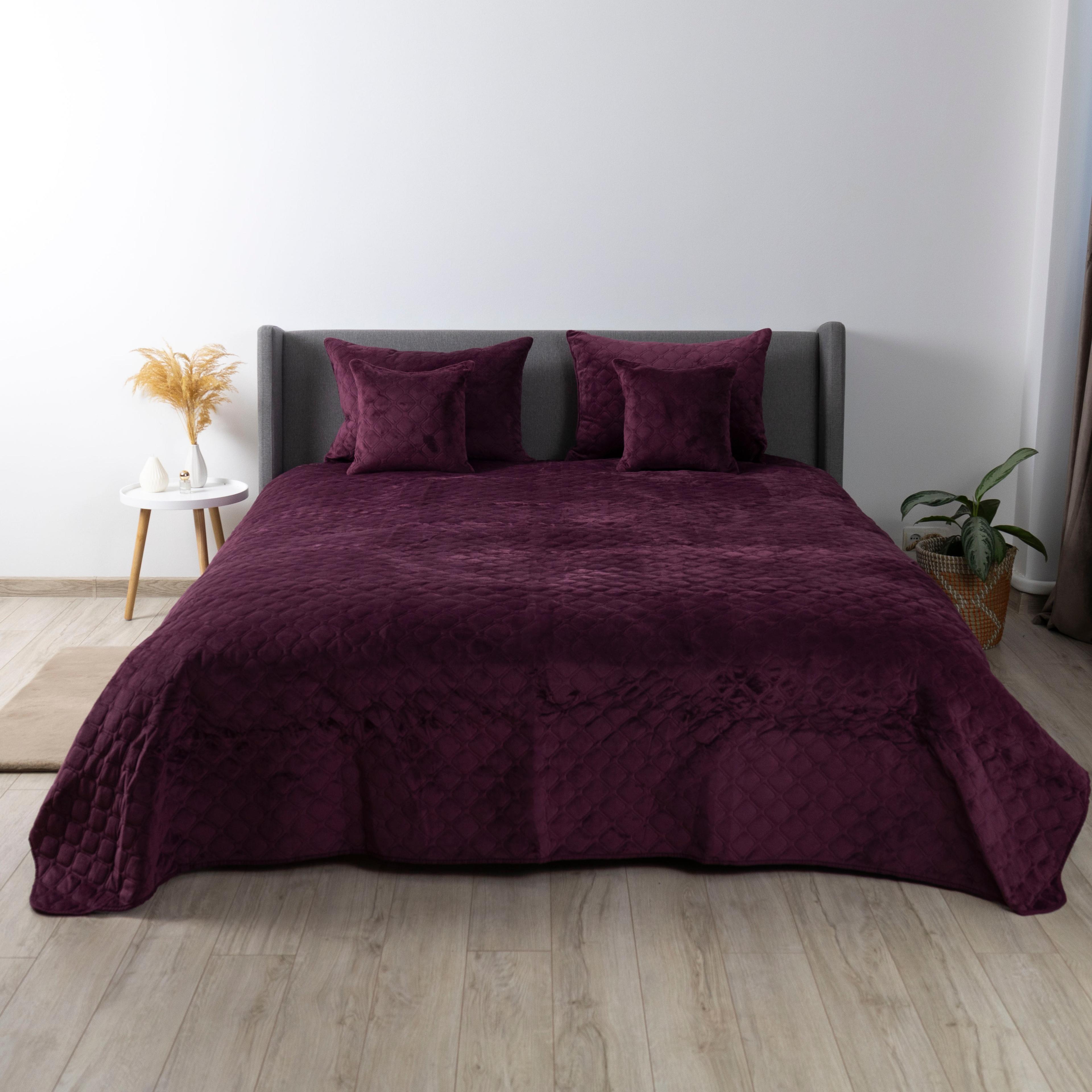 Покривало ТЕП "VELOUR" Бордо/Ромб круглий, 180x240 - Фото 5