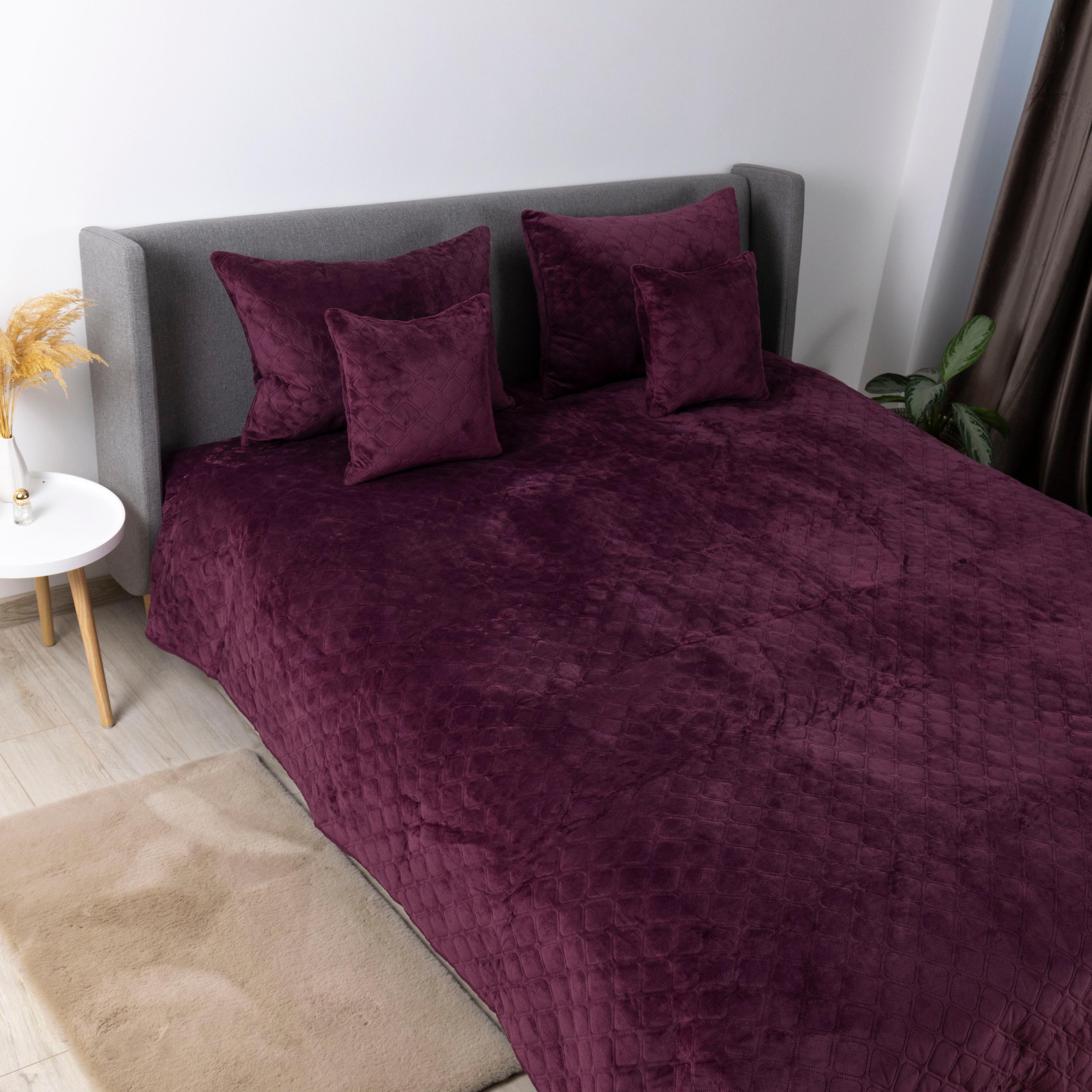 Покривало ТЕП "VELOUR" Бордо/Ромб круглий, 180x240 - Фото 6